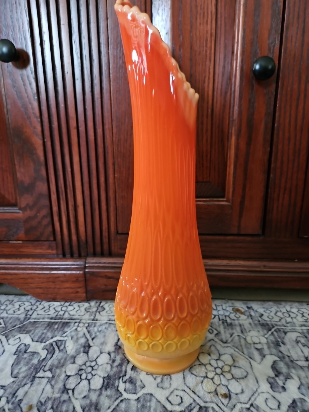 Vintage Swung Vase Orange Bittersweet 1000 Eye Vase, 16″ Tall