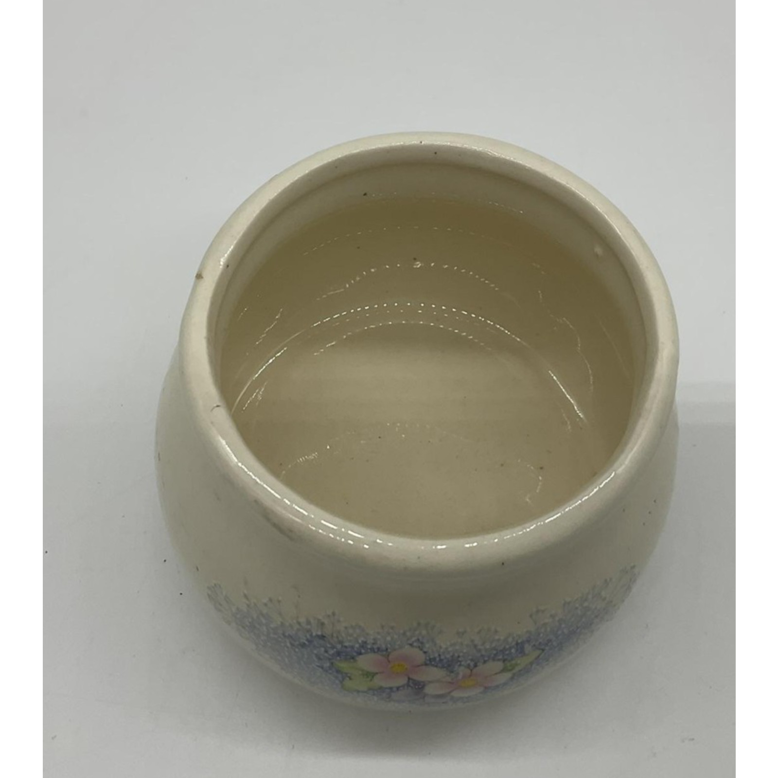Vintage Sirius Enterprise Floral Pot Small Round Planter White Ceramic 1985