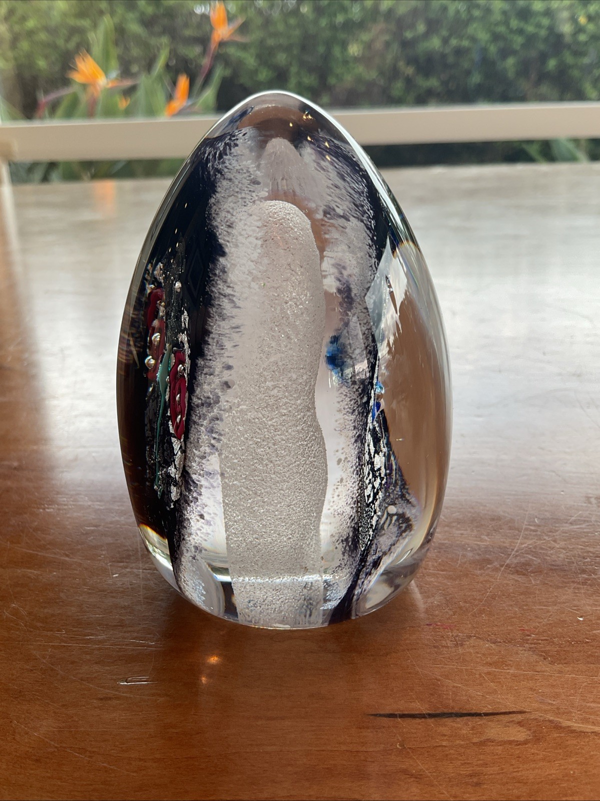 Signed Kerry Feldman Fine Line Studios Art Glass Double Face Sculpture