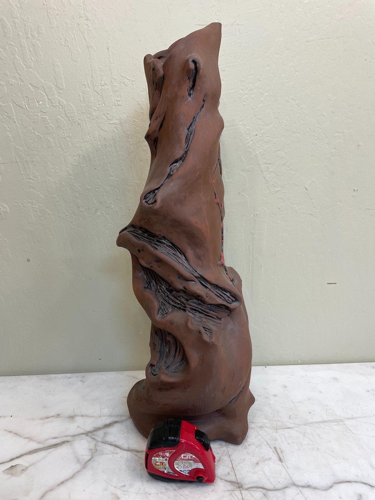 Abstract Hand-Made Clay Tree Trunk Vase