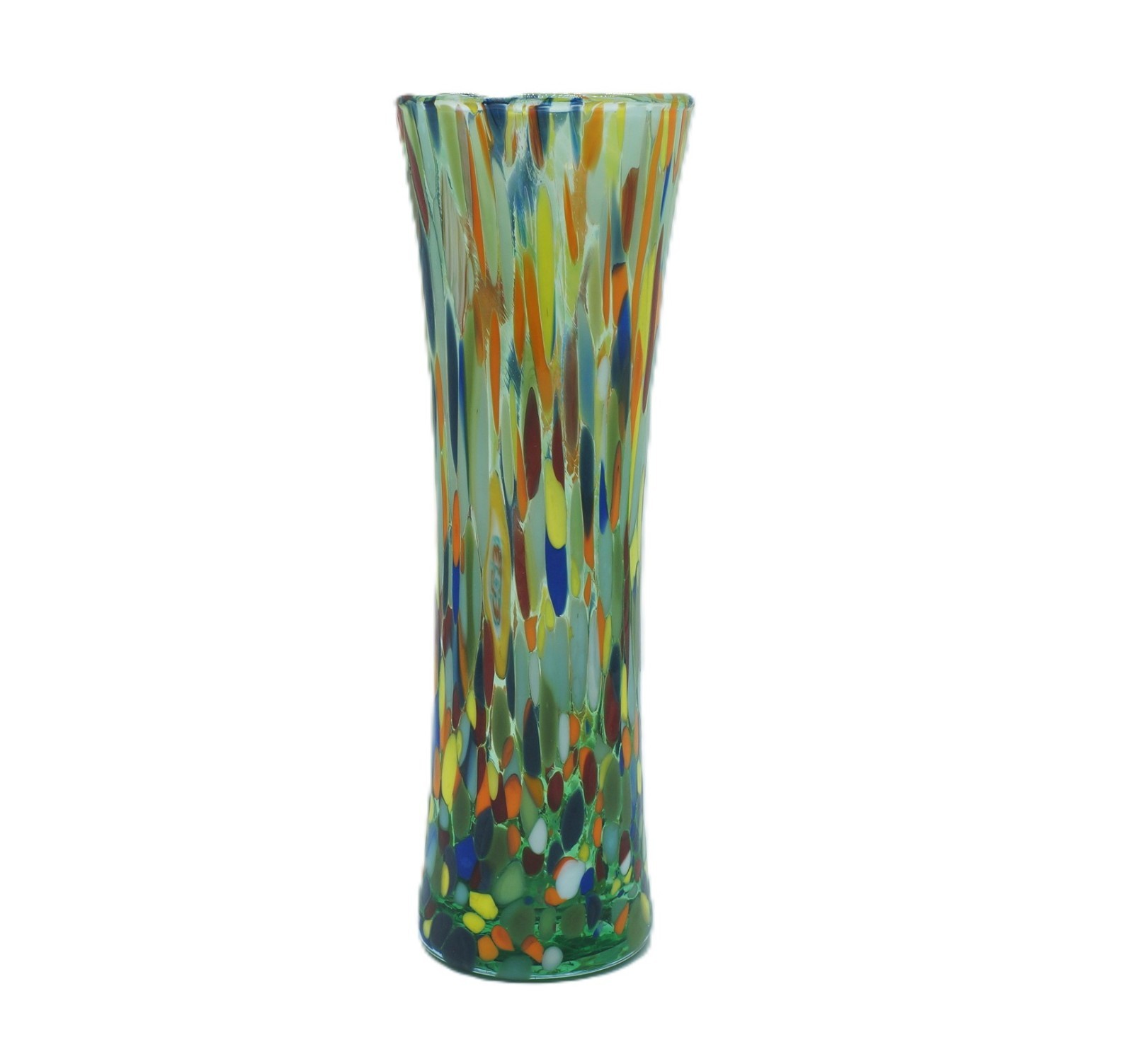 New Murano Millefiori Multi-Colored Green Vase Italian Art Glass Casanova