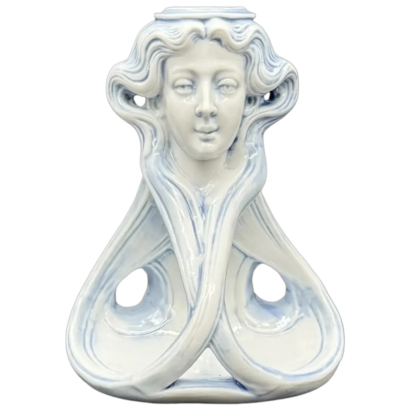 Ernst Wahliss Porcelain, Maiden Candlestick, Amphora, 5.25” H, Austria