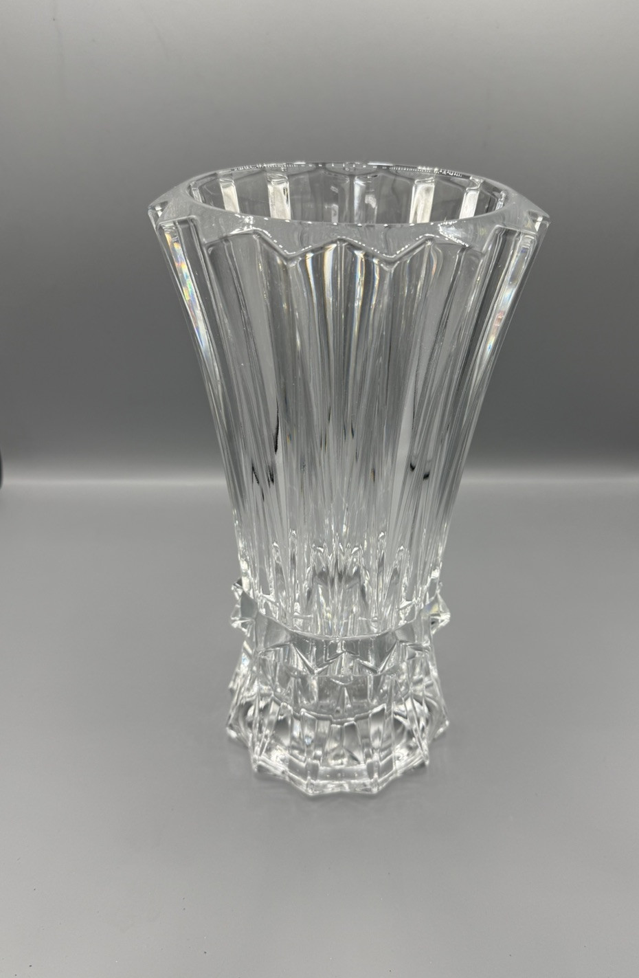 1998-2003 Mikasa Crystal RAINIER PATTERN 10 1/4″ Vase GREAT DESIGN!