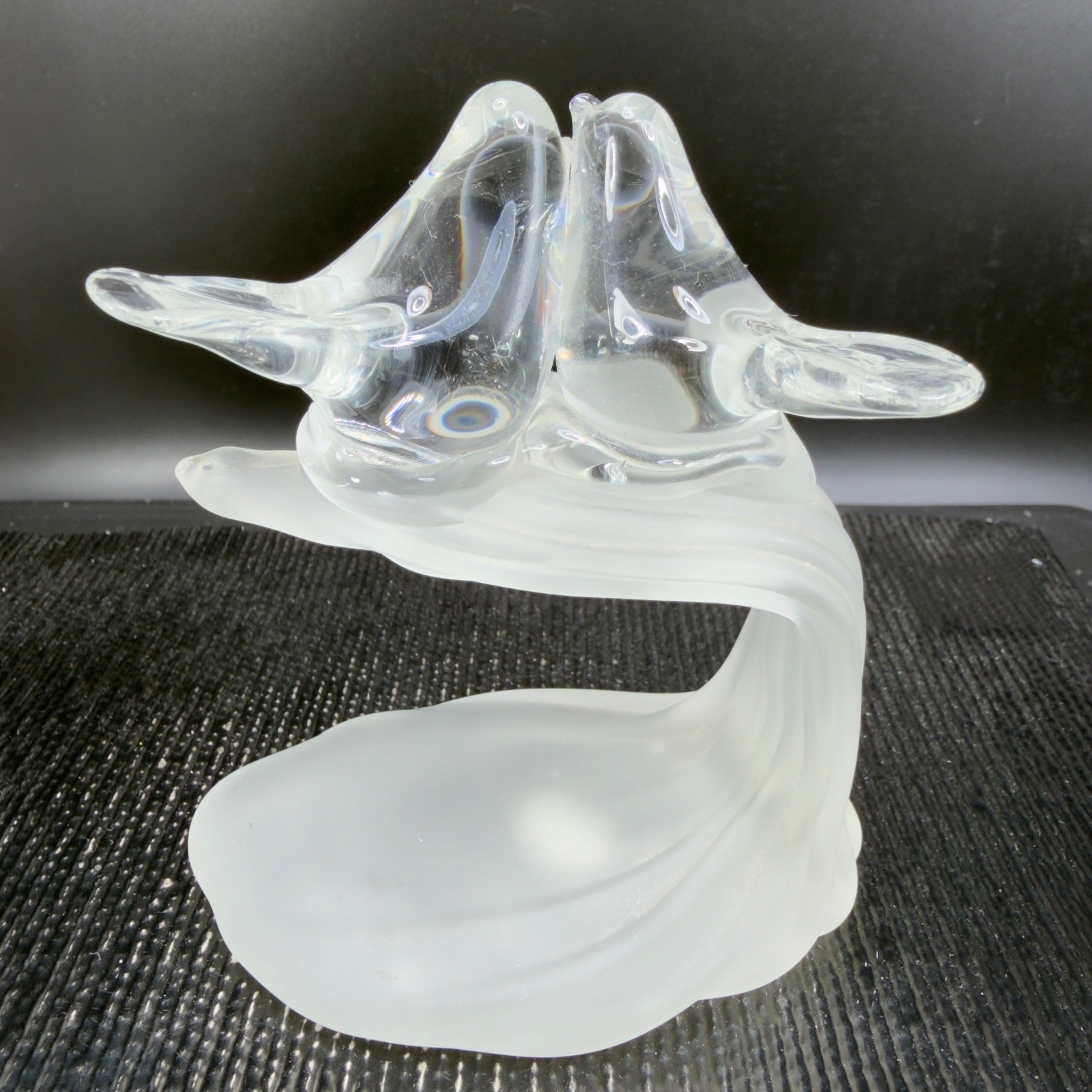 Silvestri Frosted Clear Glass Love Birds Figurine Two Birds on Branch Sculpture
