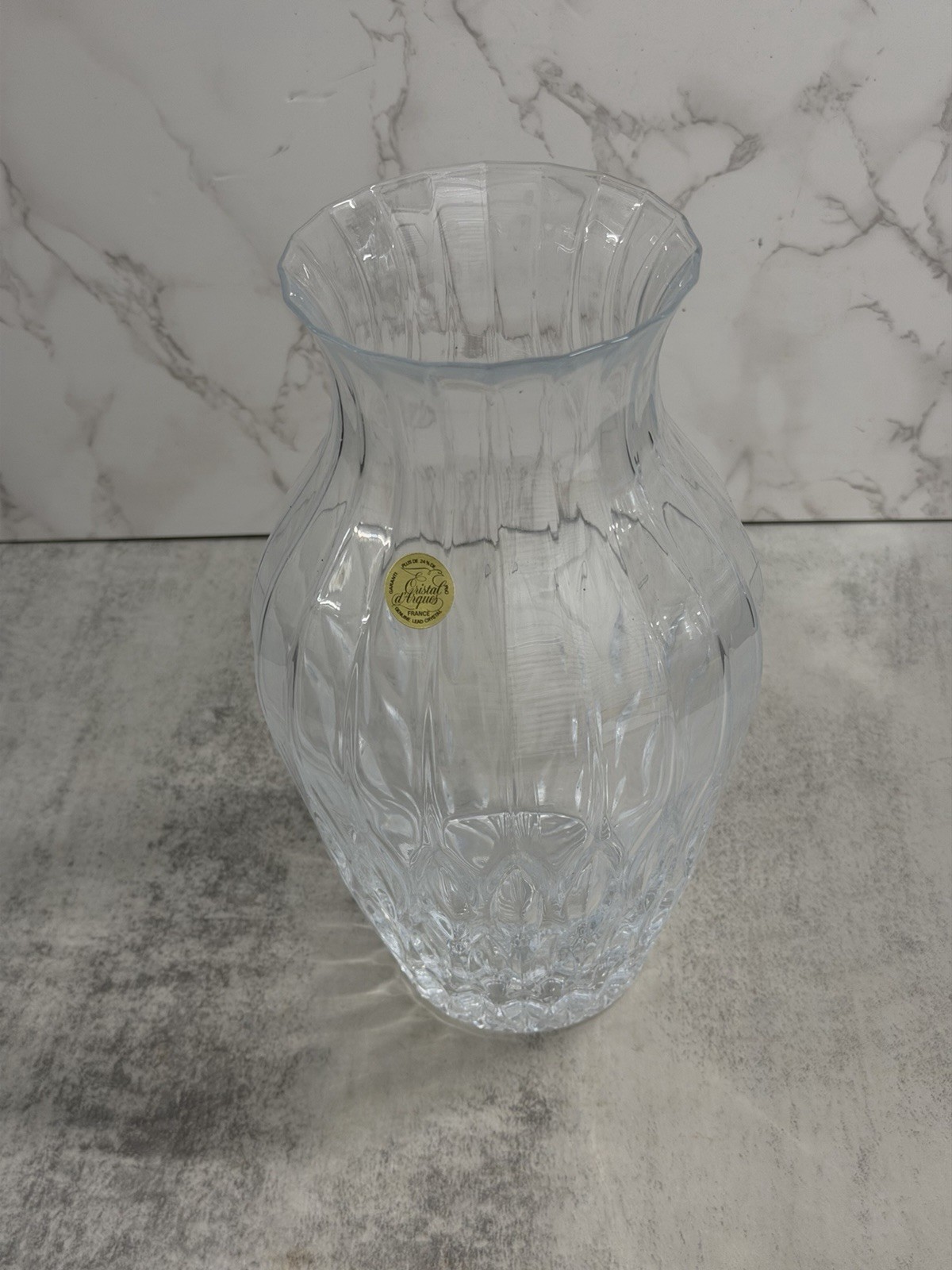 Cristal D’Arques Bretagne Lead Crystal Vase 10” 25cm France w/ Original Box