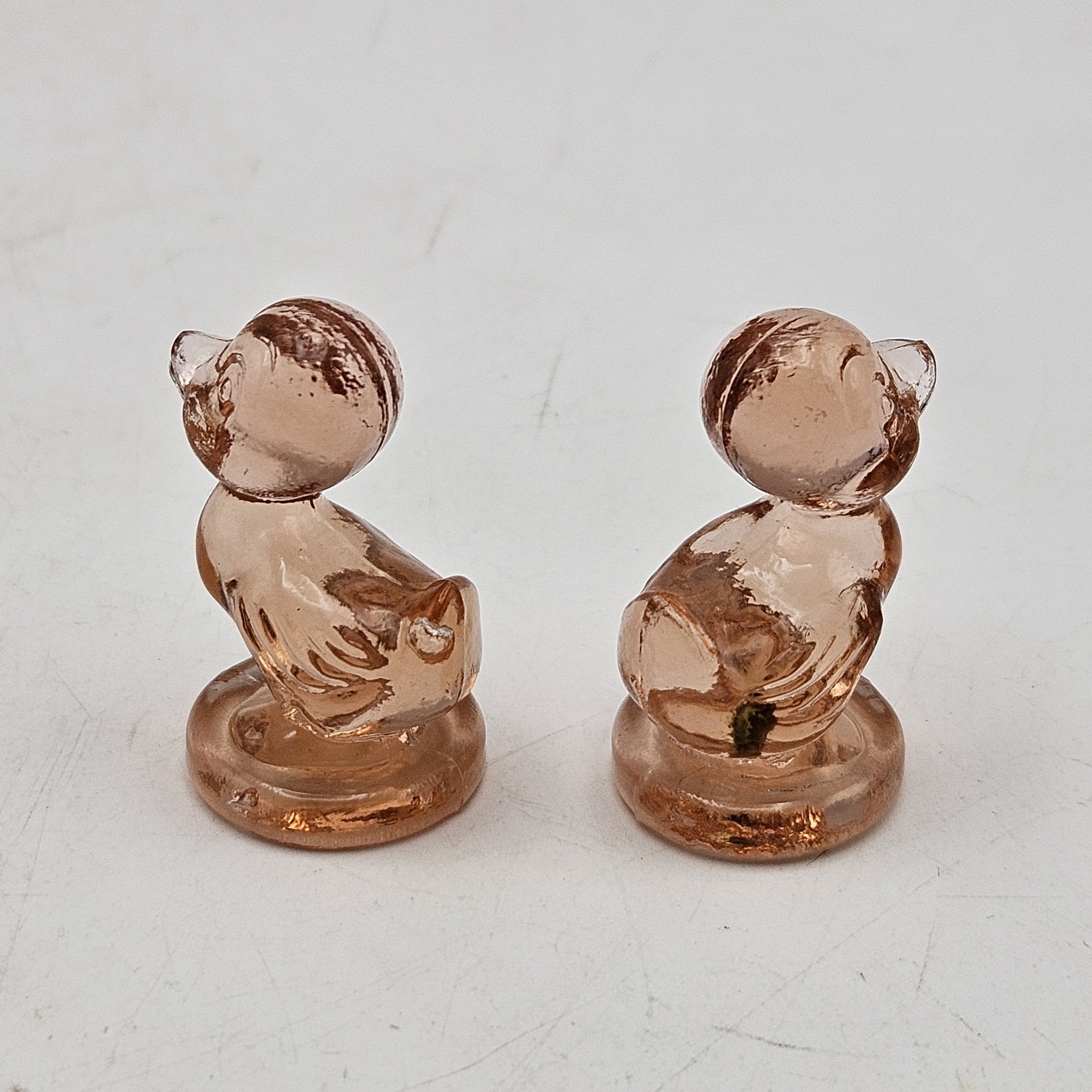 Boyds Glass ~ PAIR ~ Debbie Duck Ducklings ~ Light Rose