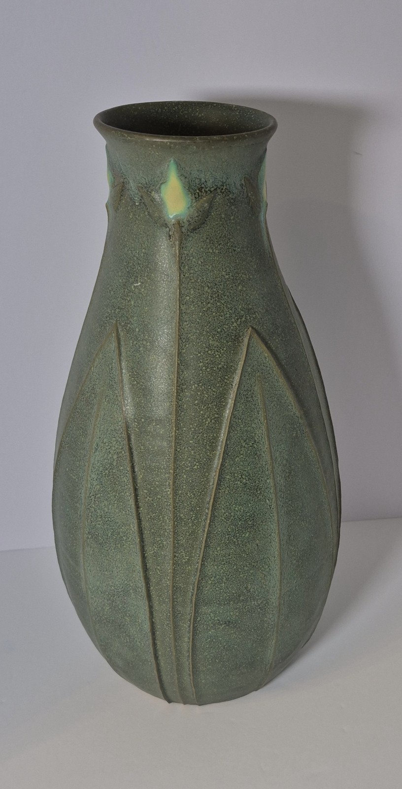 Large 14″+ Arts and Crafts Style Jemerick Art Pottery Vase Steve Frederick 1681
