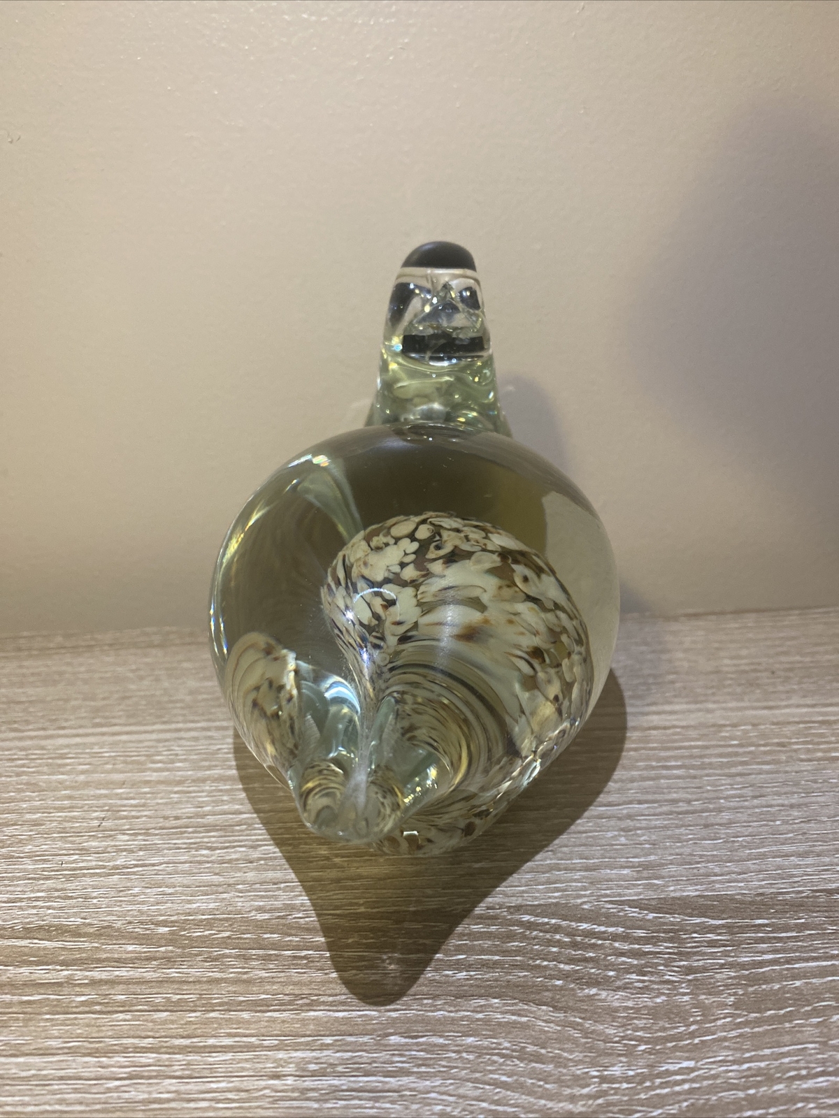 Art Glass Pelican Paperweight Figurine -Office Desk Decor- Collectible