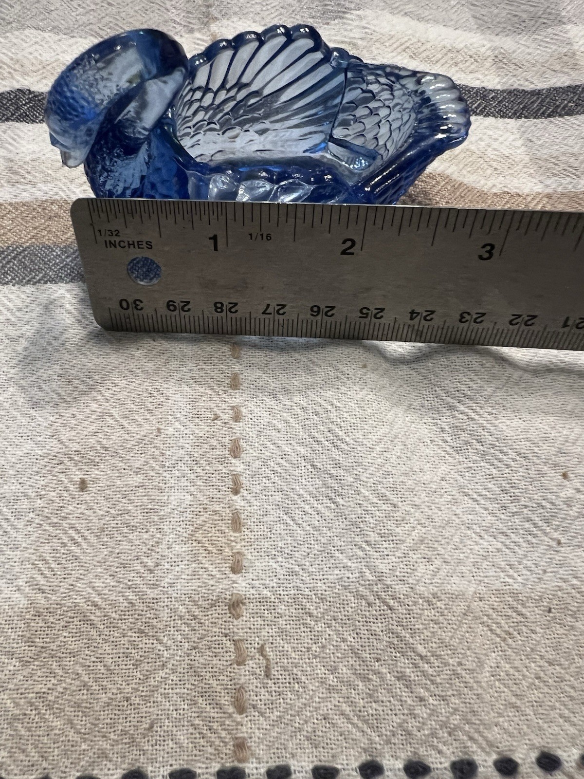 Boyd Blue Pressed Glass Swan salt dip 3 Inch