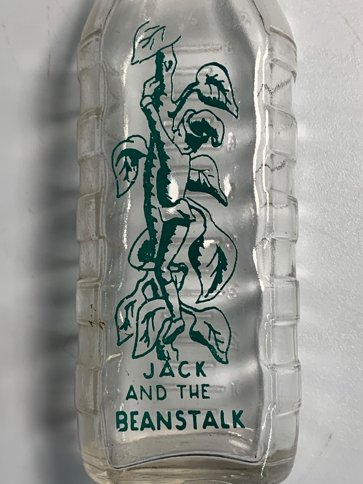 Vintage Samuel Callet Co Jack And The Beanstalk Clear Glass Baby Bottle 8 oz