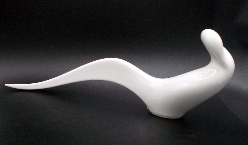 Vintage Royal Dux Jaroslav Jezek Porcelain Bird Figurine MCM Abstract White