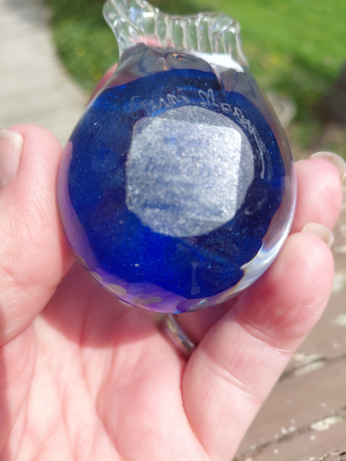 Bianco Blu Of Fiskars Village, Finland Sommerso Fine Art Blue Glass Bird