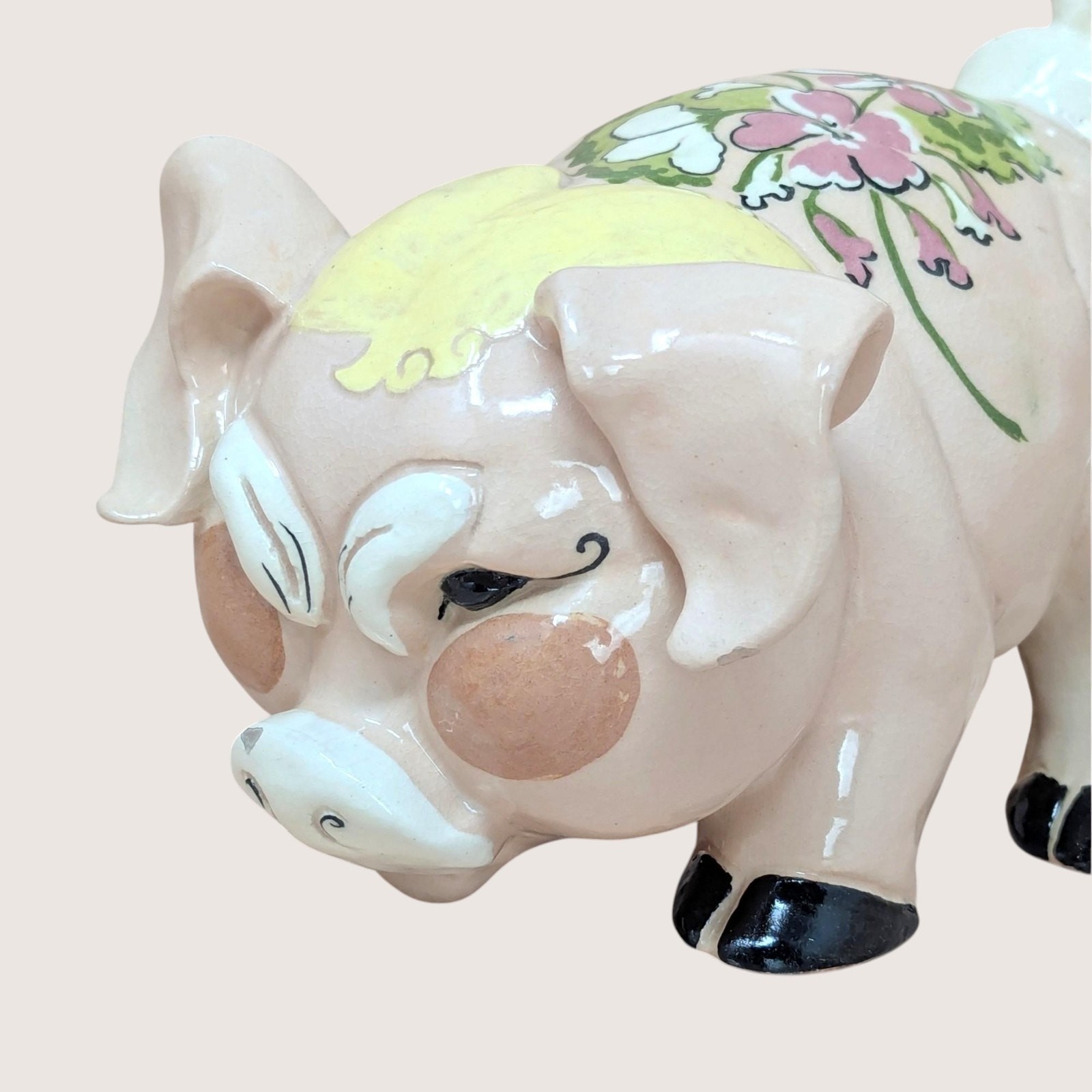 1940s Vintage Kay Finch Grumpy Pig Ceramic California Pottery Figurine
