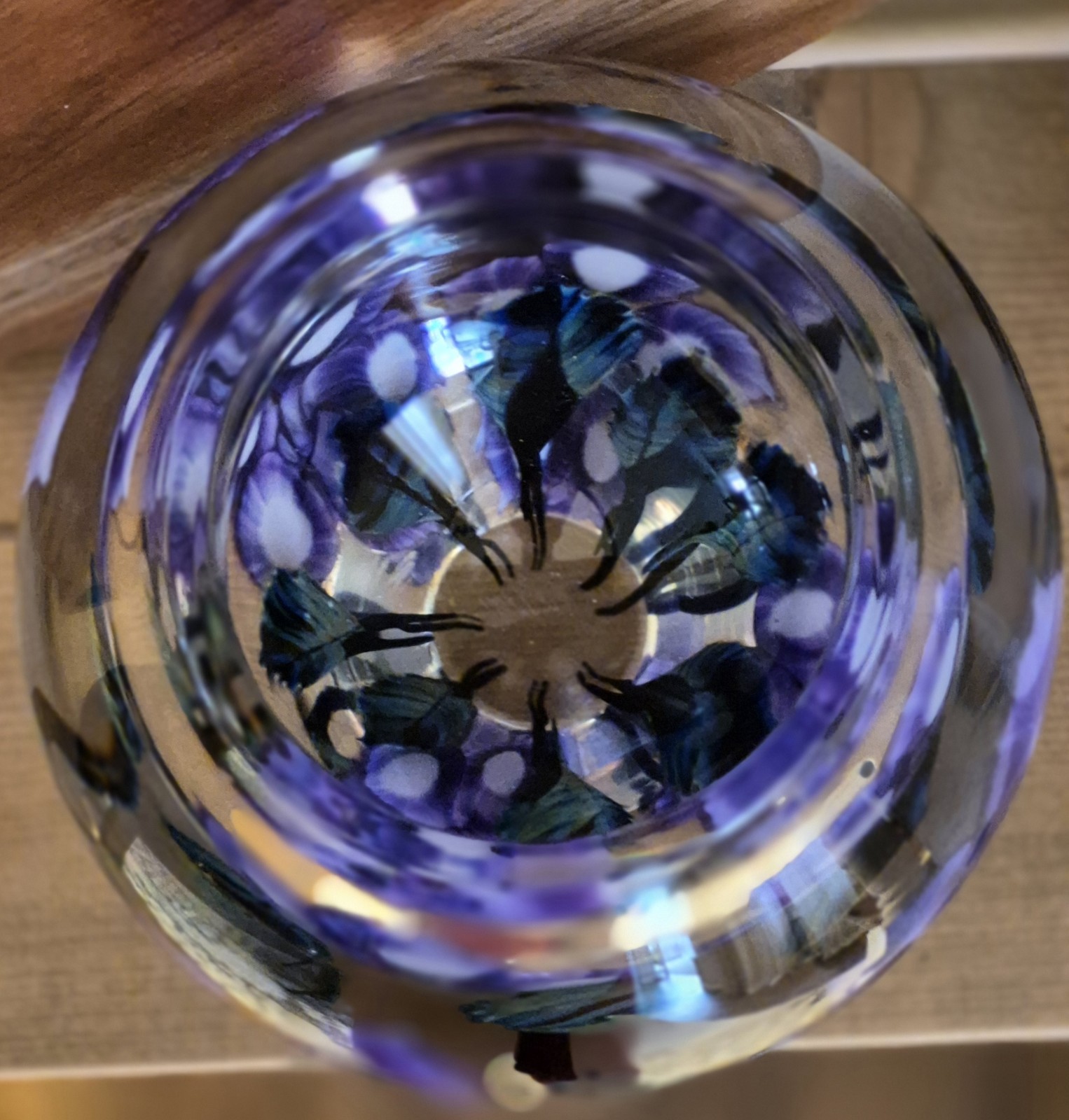 DAVID LOTTON 2001 VNTG PURPLE FLOWER HANDBLOWN GLASS ART VASE