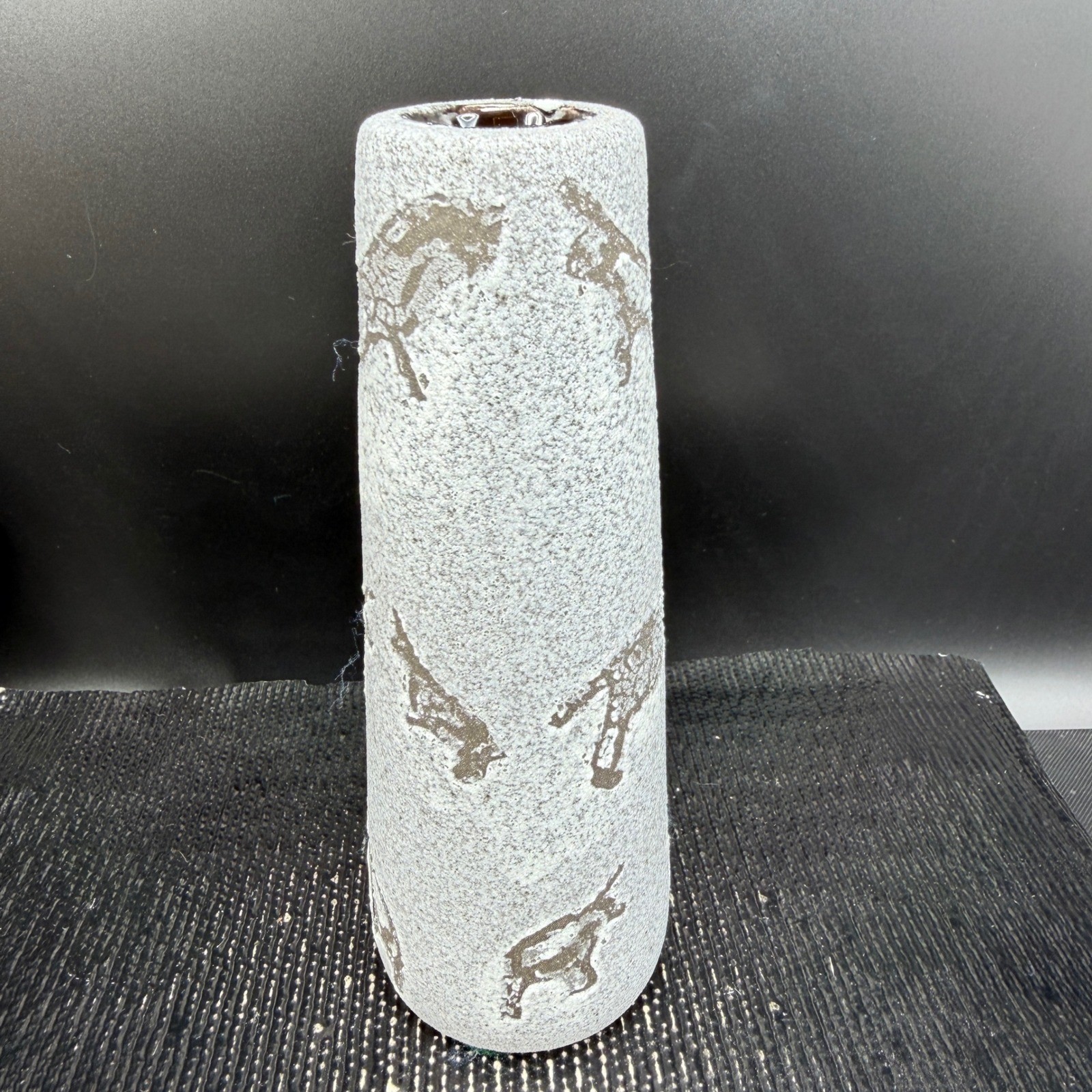 Vintage 1989 Haeger Potteries Cave Art Animal Textured Grey Candle Holder Single