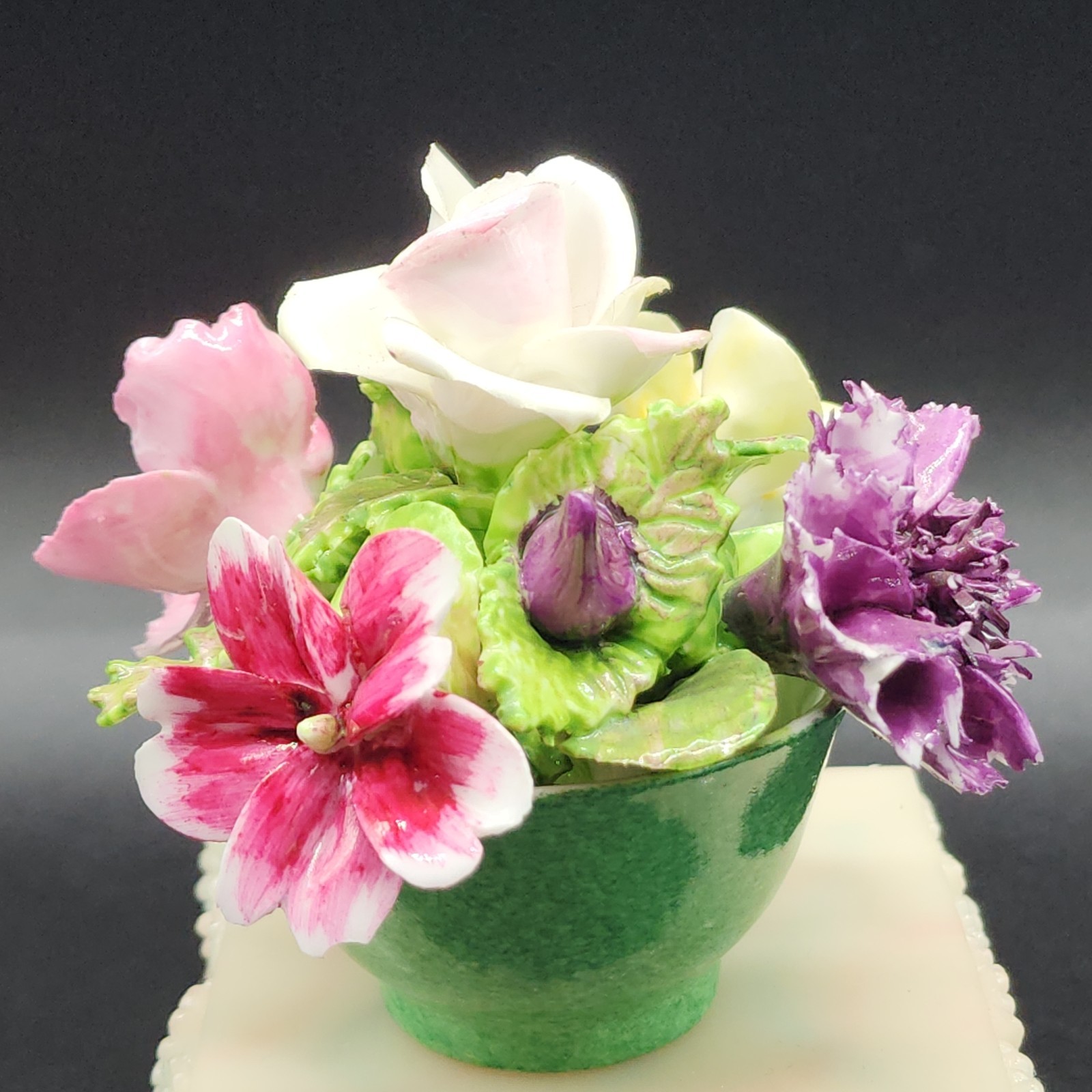 Vtg Fine Bone China Crown Staffordshire Porcelain Floral Rose Bouquet England