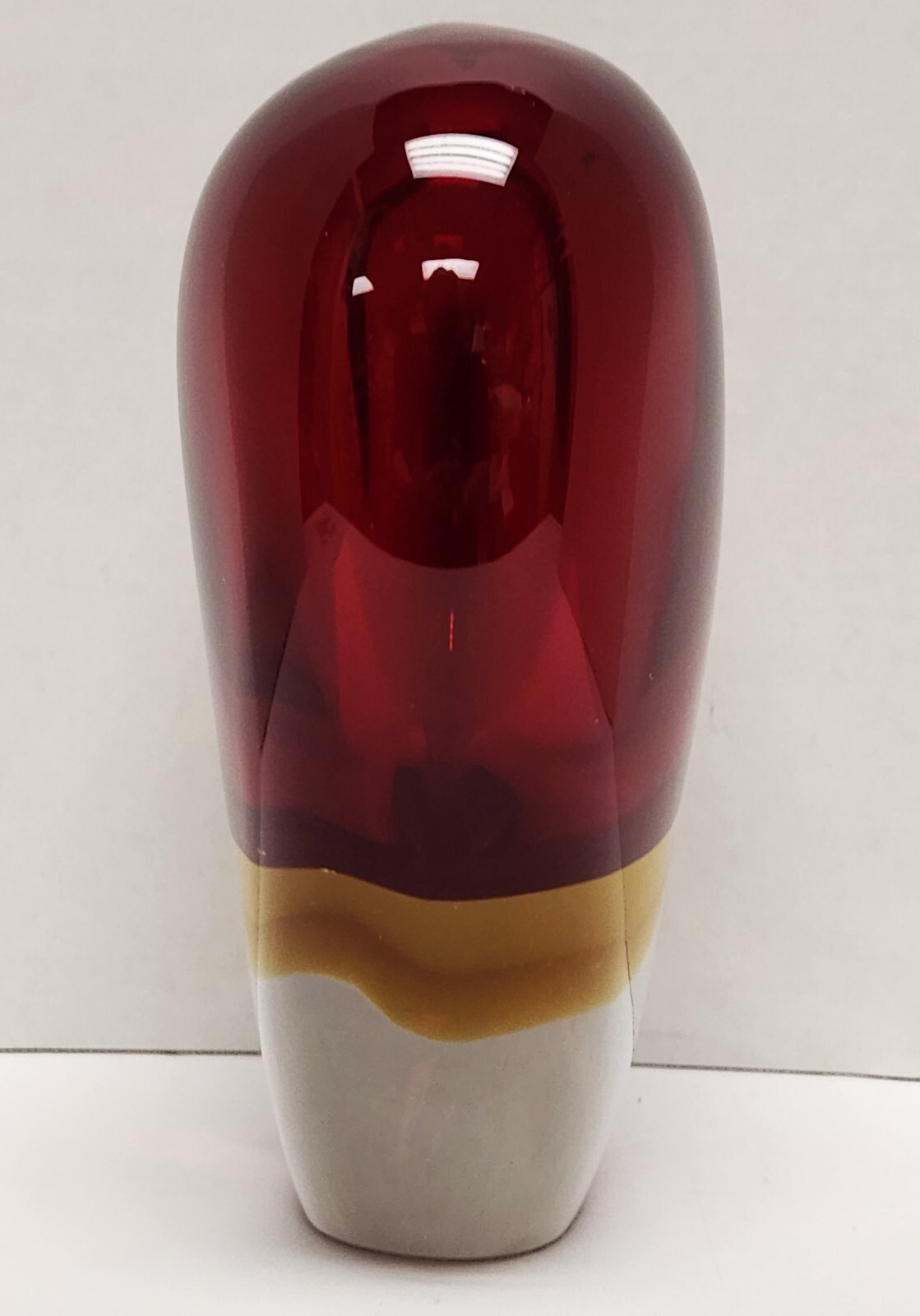 2008 Signed Formella Sommerso Red & Yellow Murano Glass Heart Vase 8″ / 7.5lbs