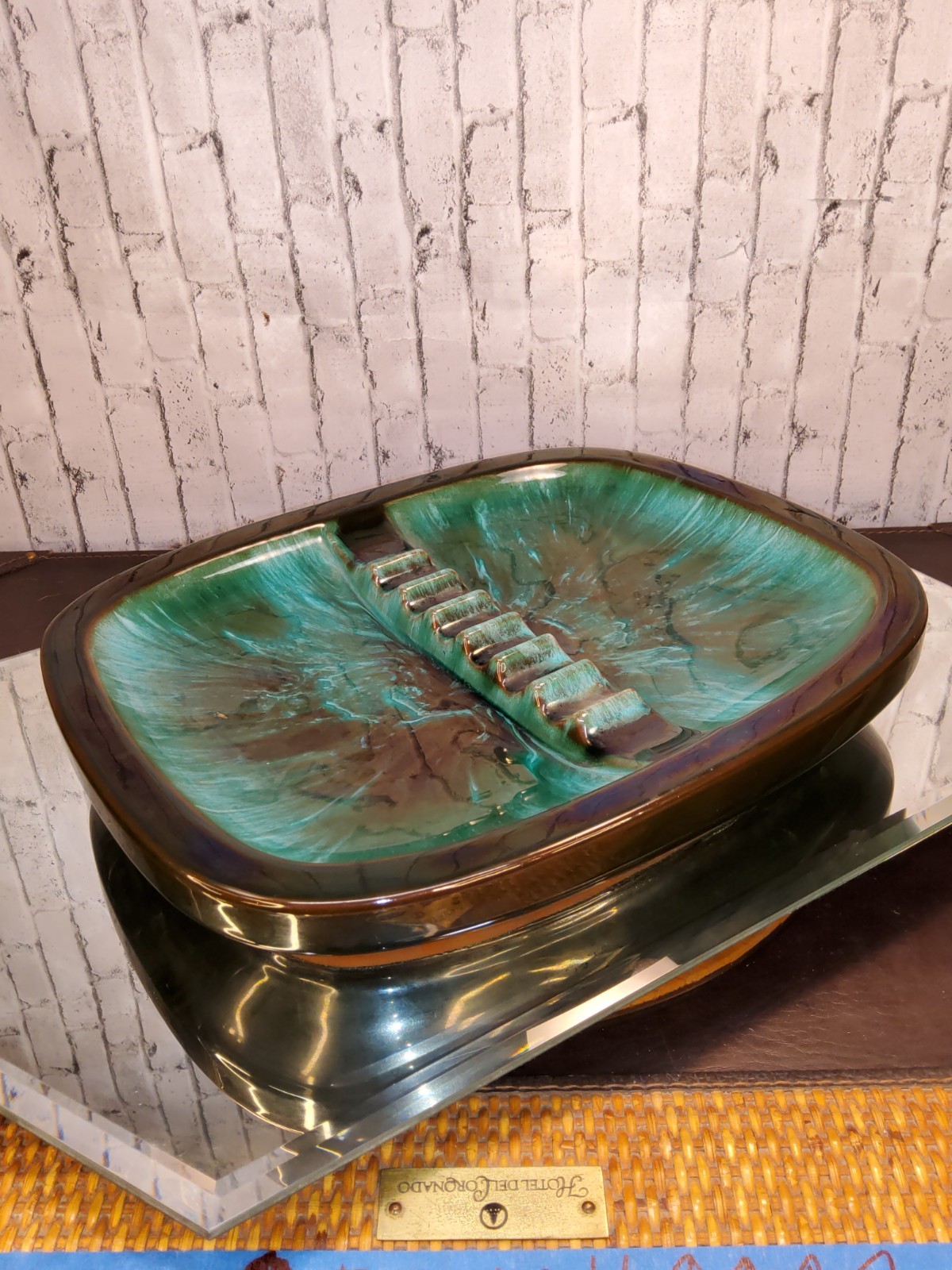 Vintage awesome ASHTRAY CIGARETTE / CIGAR by Blue Mountain Pottery 11.75″