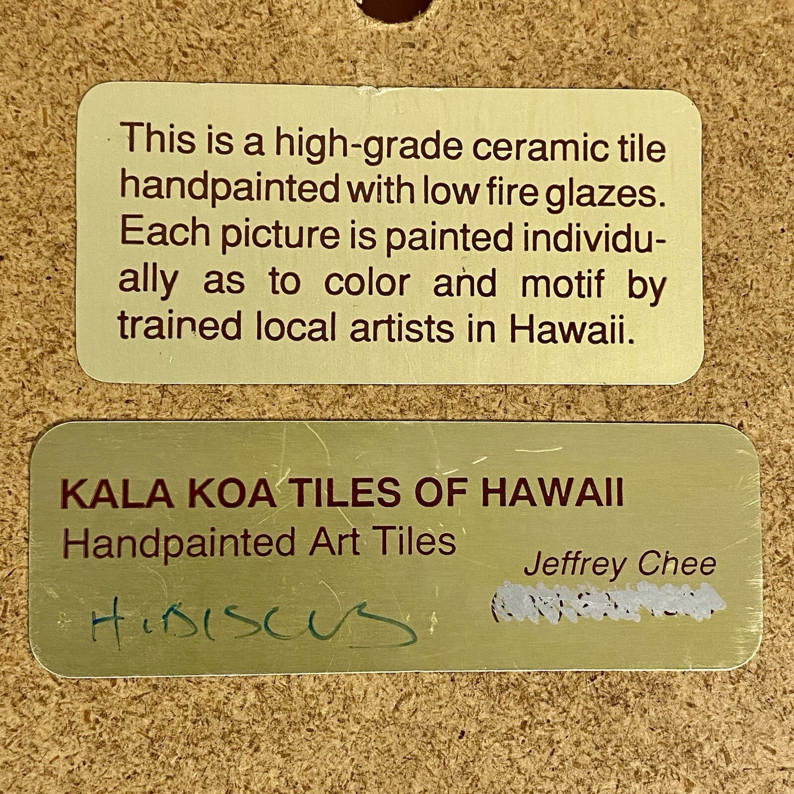 Kala Koa Tiles of Hawaii Jeffrey Chee Hand-Painted Art Trivet 6×6” Hibiscus