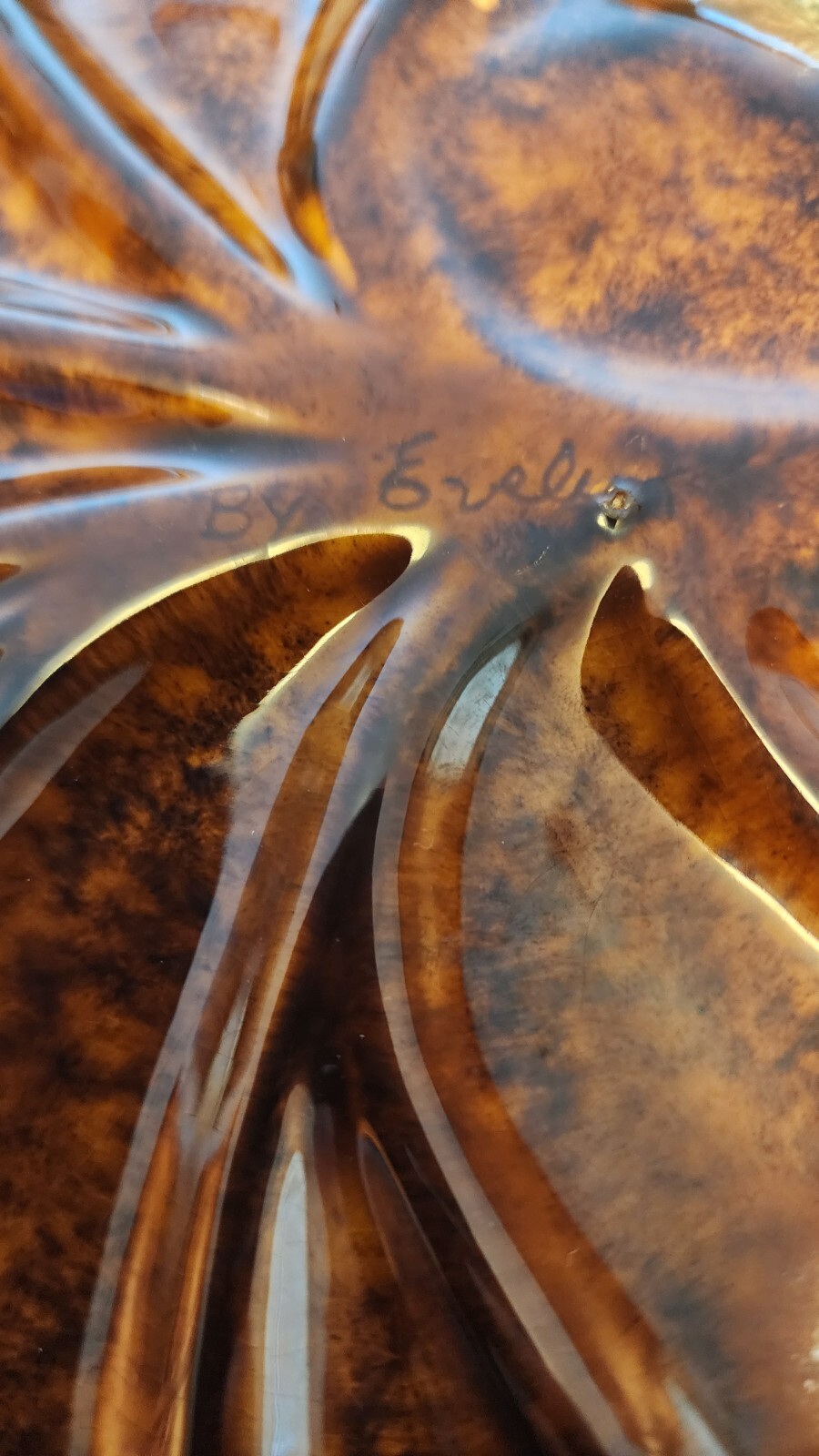 Vintage Glazed Ceramic Medium Leaf Shape Dish/Plate, Signed