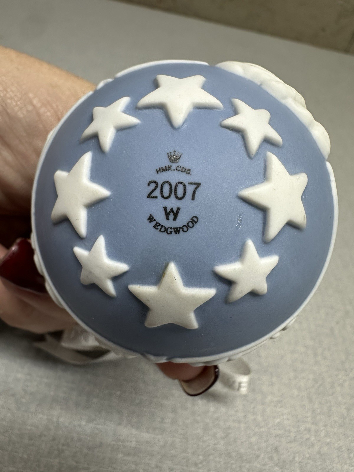 Wedgewood Jasperware Blue Christmas Ball Ornament Baby Rocking Horse Stars 2007
