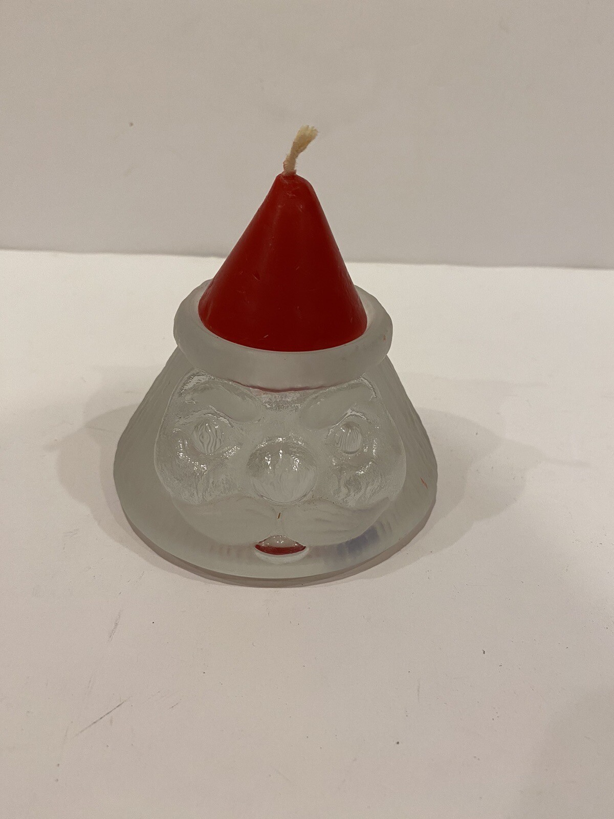 VTG Nybro Santa Claus Crystal Art Frosted Glass Candle Holder Sweden New, No Box