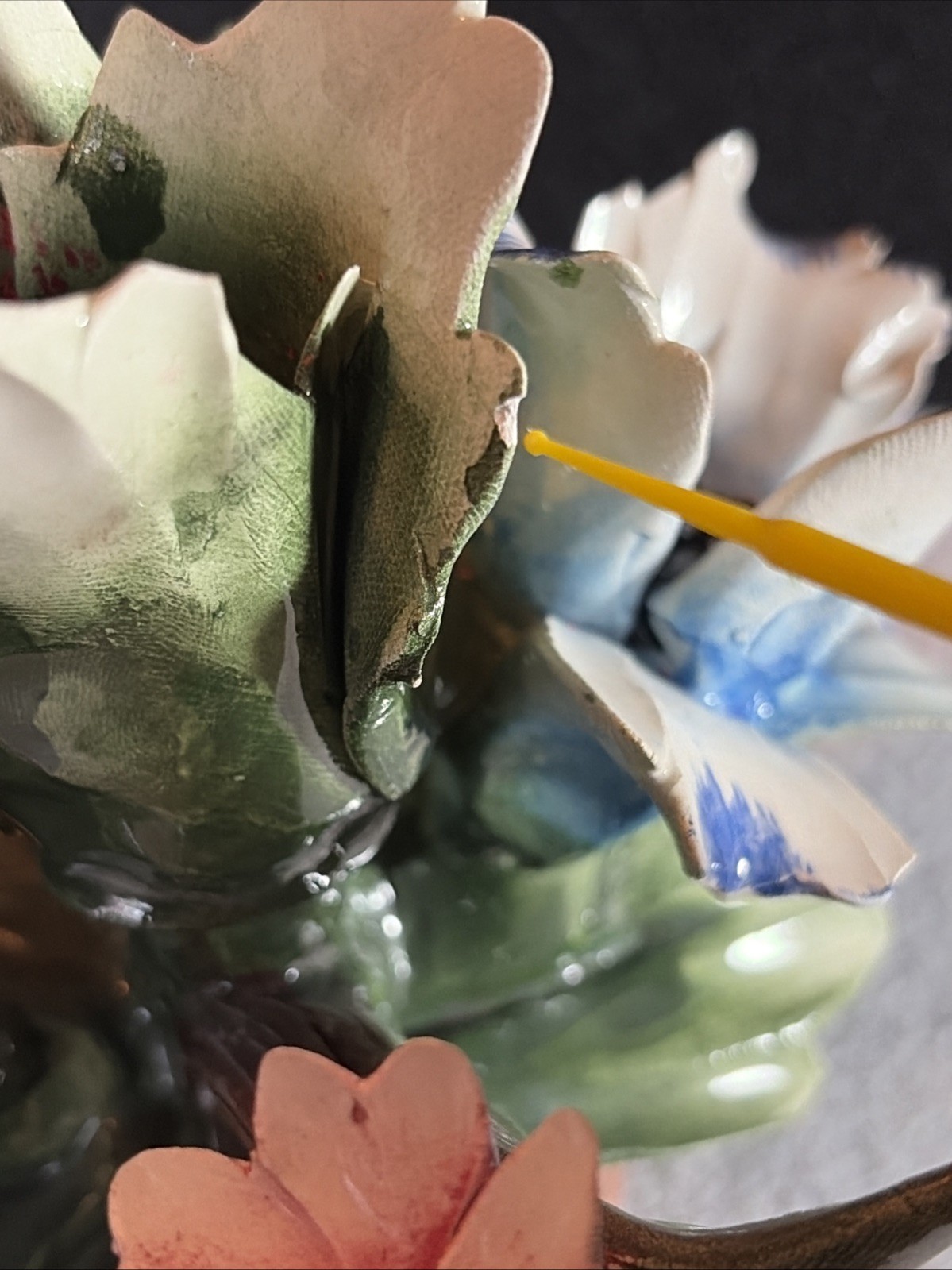 Vintage Capodimonte Italy Porcelain Floral Arrangement Sculpture Flowers Decor