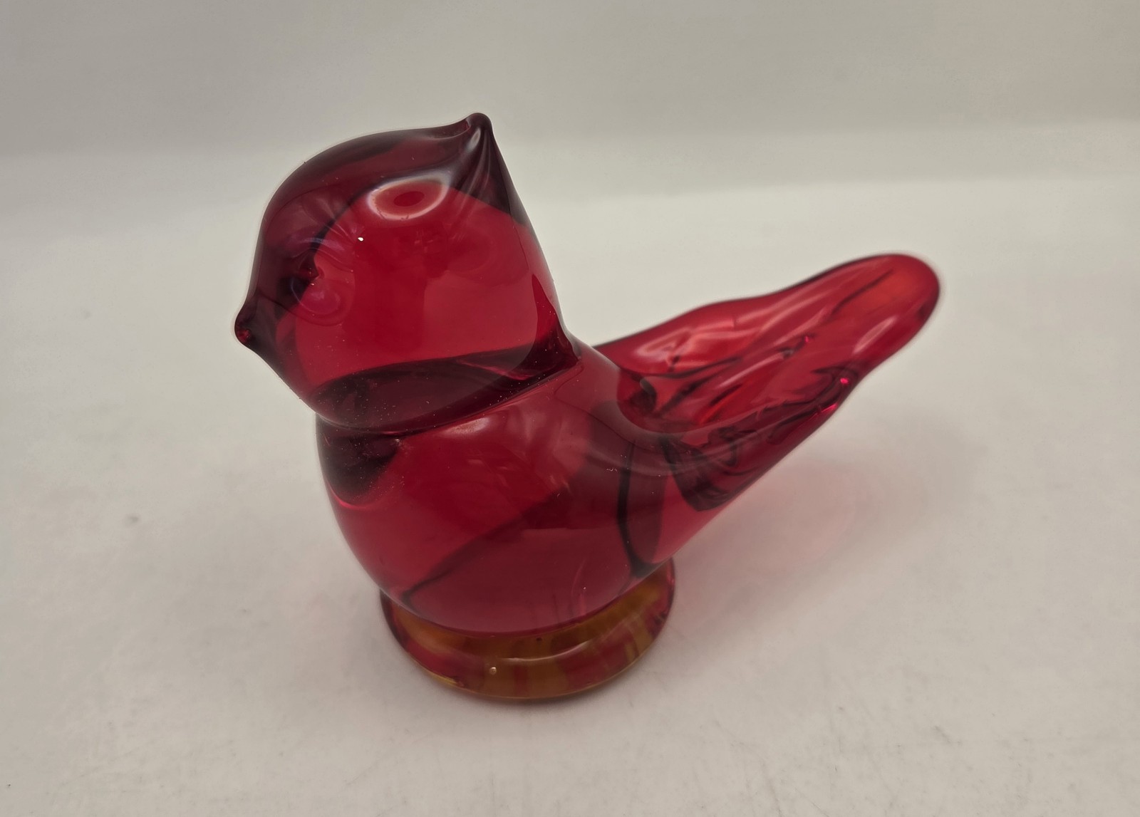 Vintage Cardinal of Love Red Bird Figurine Titan Art Glass 1996 Signed W Ward