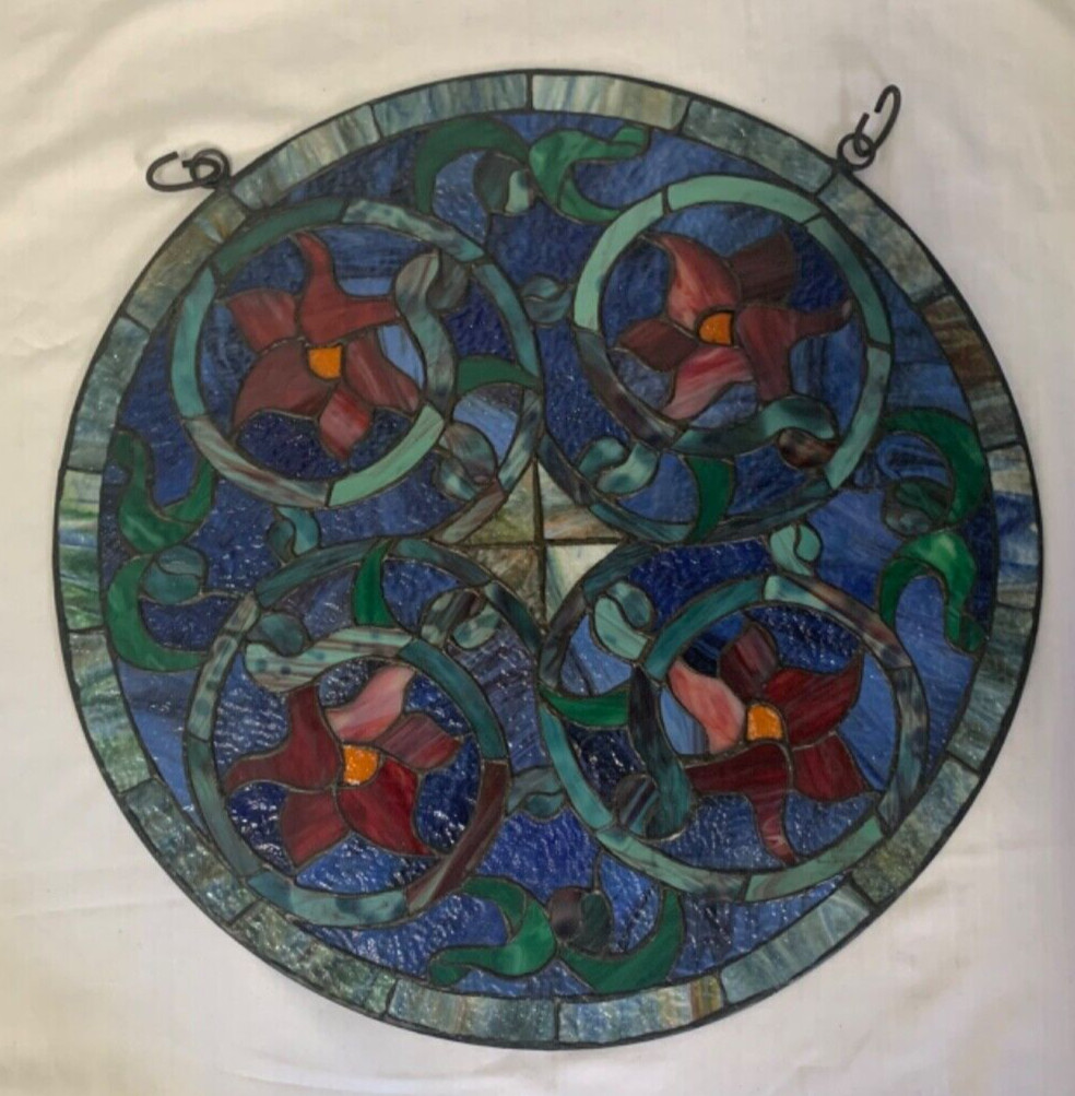 Window Panel Stained Art Glass 20″ Round Tiffany Style