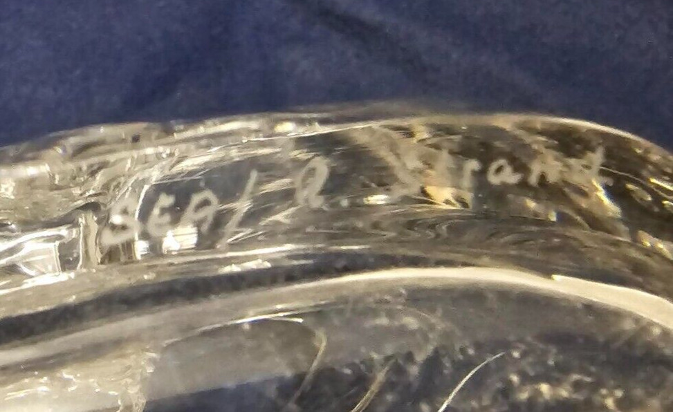 Sea Glasbruk Sweden – Rune Strand – Double Sunburst Oval Crystal Vase – 8″ Long