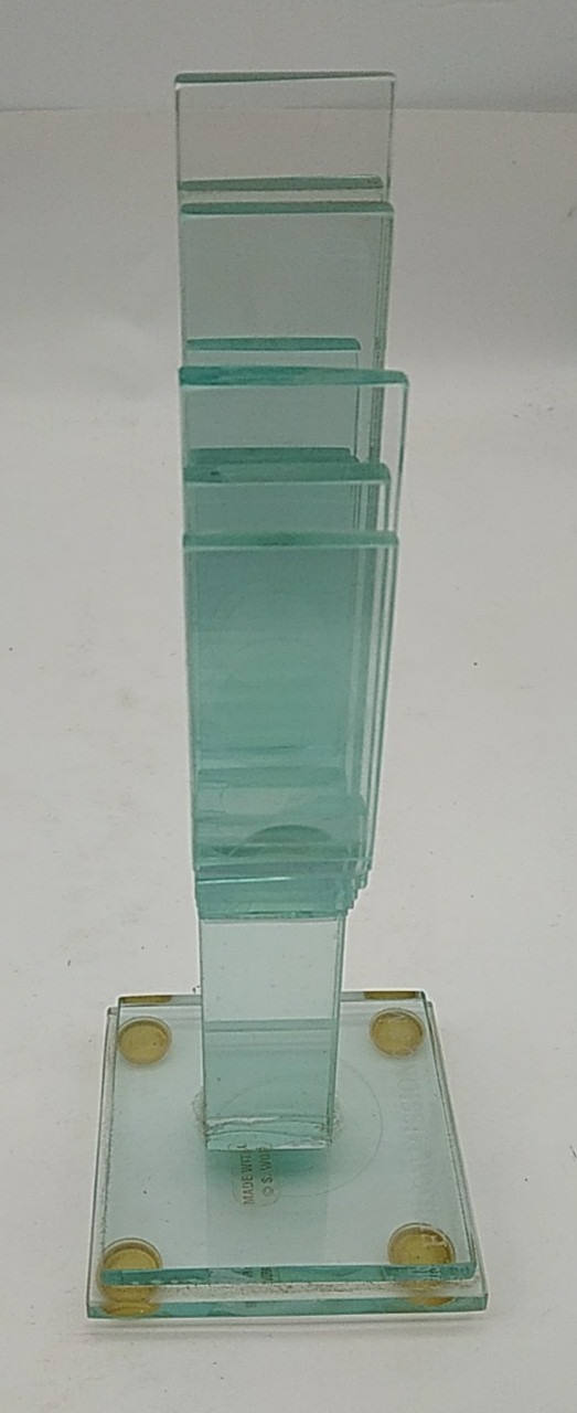 Vintage Stacked Glass Cactus Saguaro Sculpture Figurine Southwest Desert 8.25″T