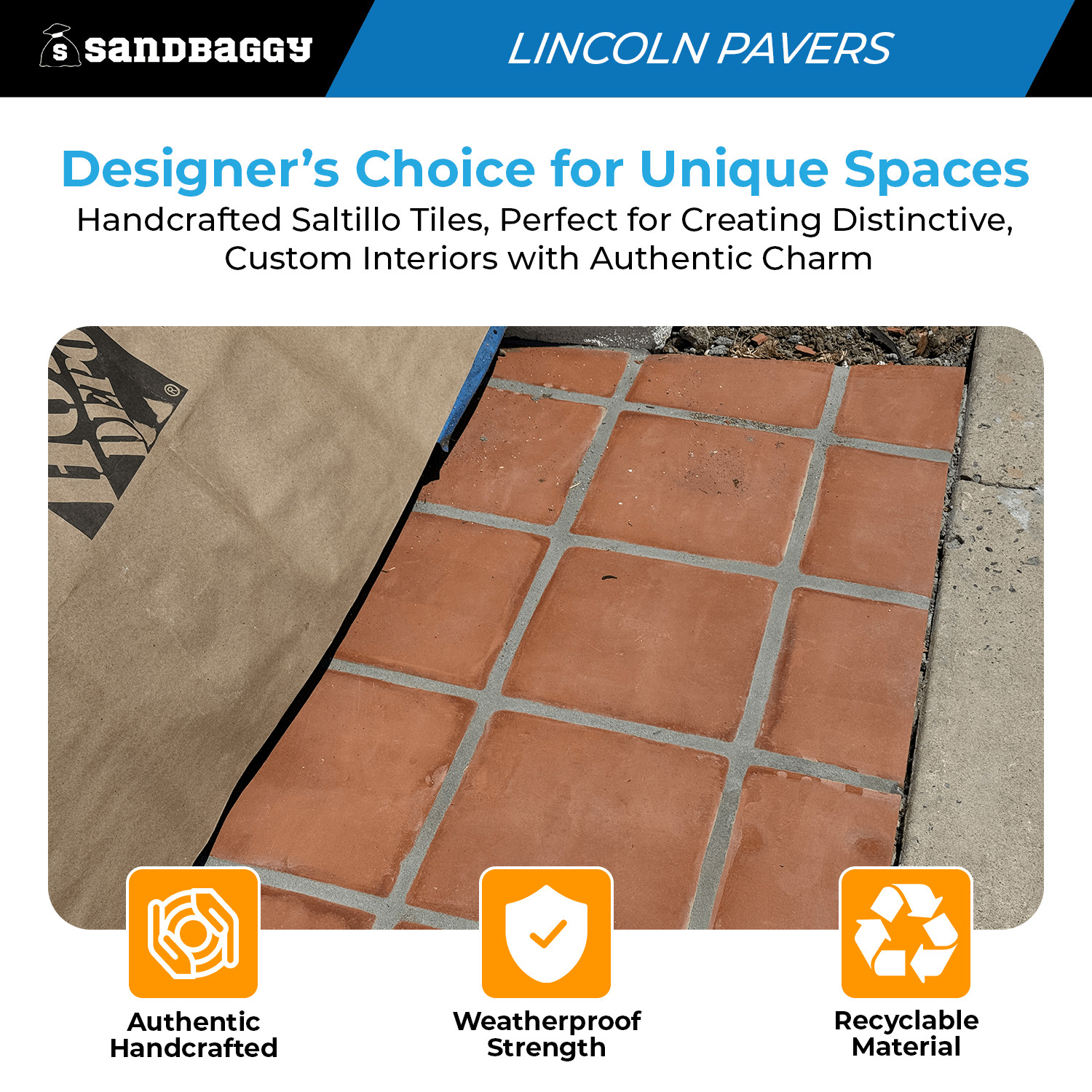 Lincoln Saltillo Tile 12×12 | Unsealed Handmade Mexican Tile – Sandbaggy