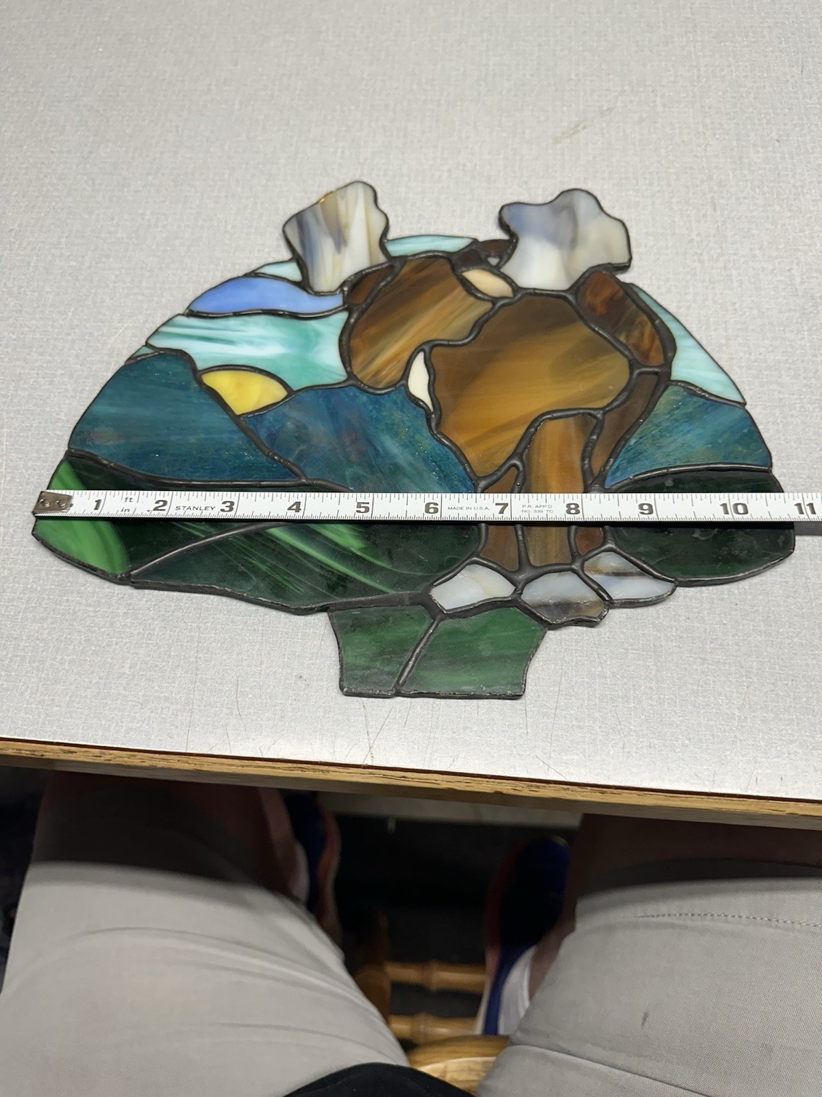 Stained Glass Artwork w/Majestic Moose Standing in Forest 11″ x 9″ Green Brown