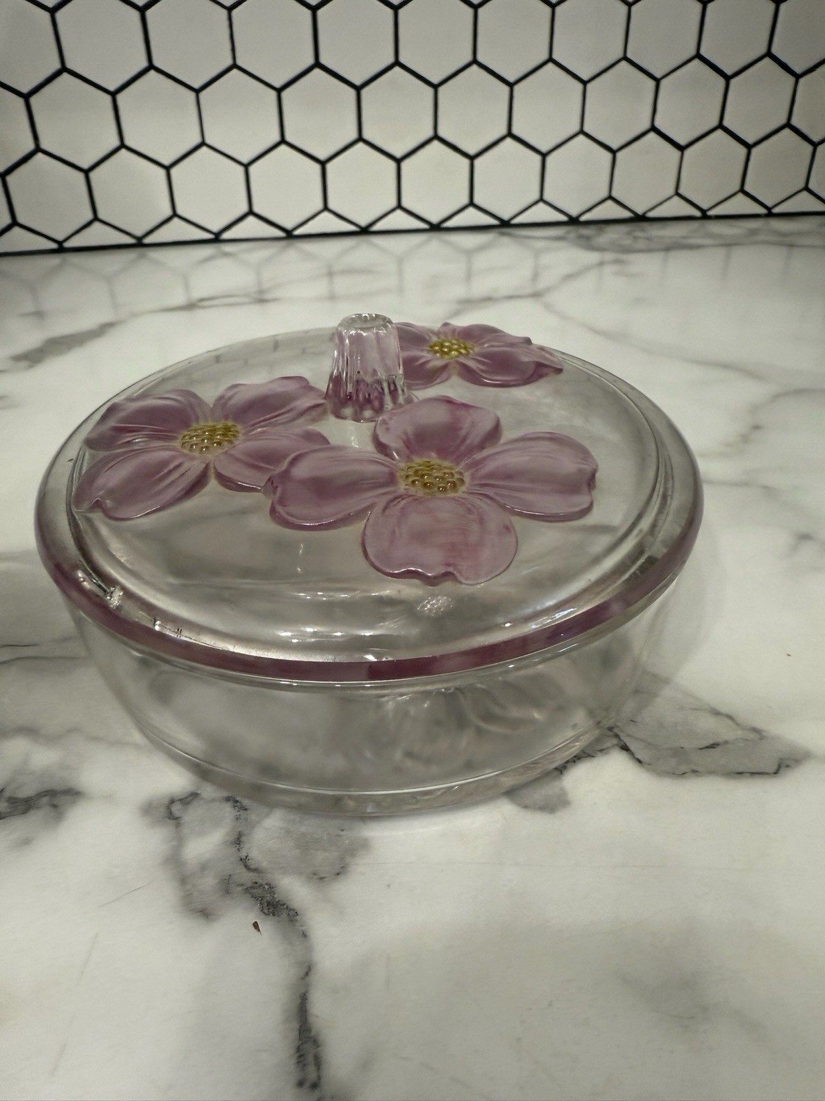 Vintage pink dogwood candy dish