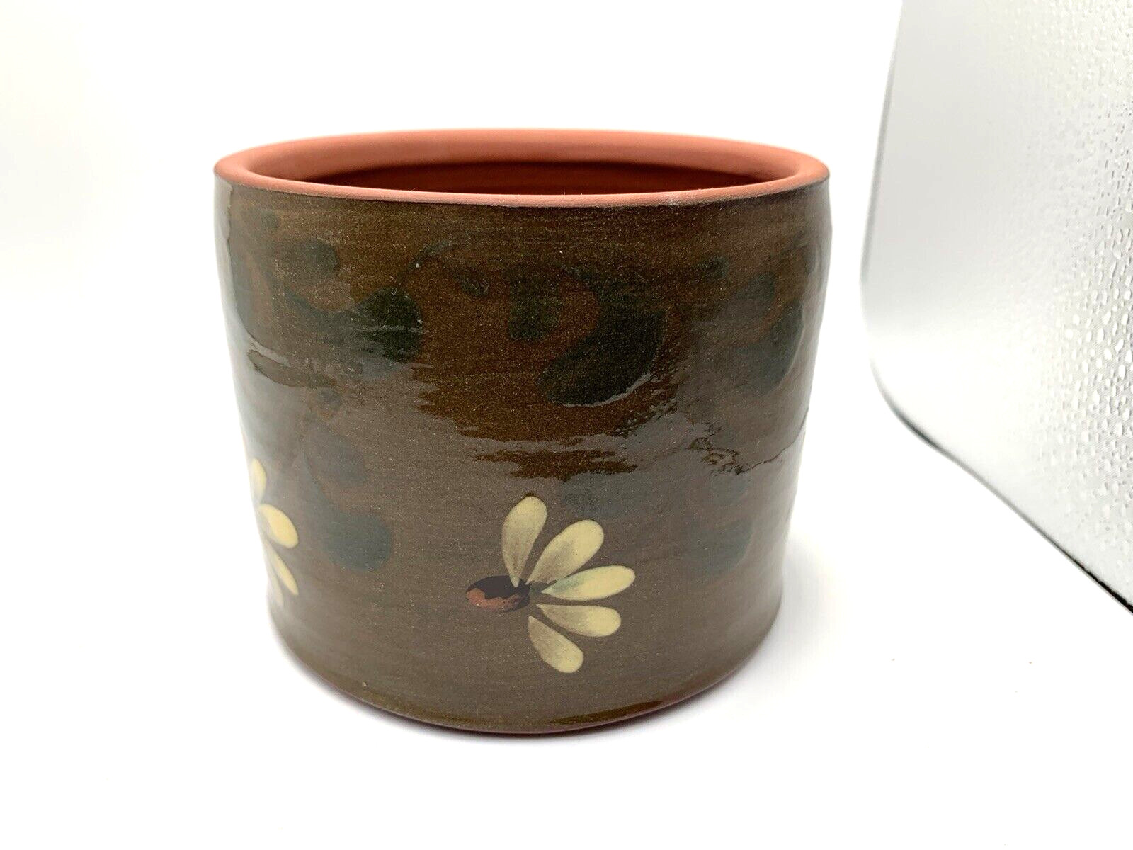 Eldreth Pottery Redware Daisy Crock Signed Folk Art 2006 Utensils
