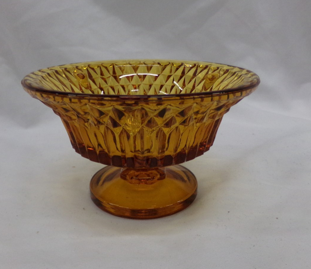 Indiana Glass Fairy Lamp Candle Holder BOTTOM ONLY Footed Diamond Point Amber