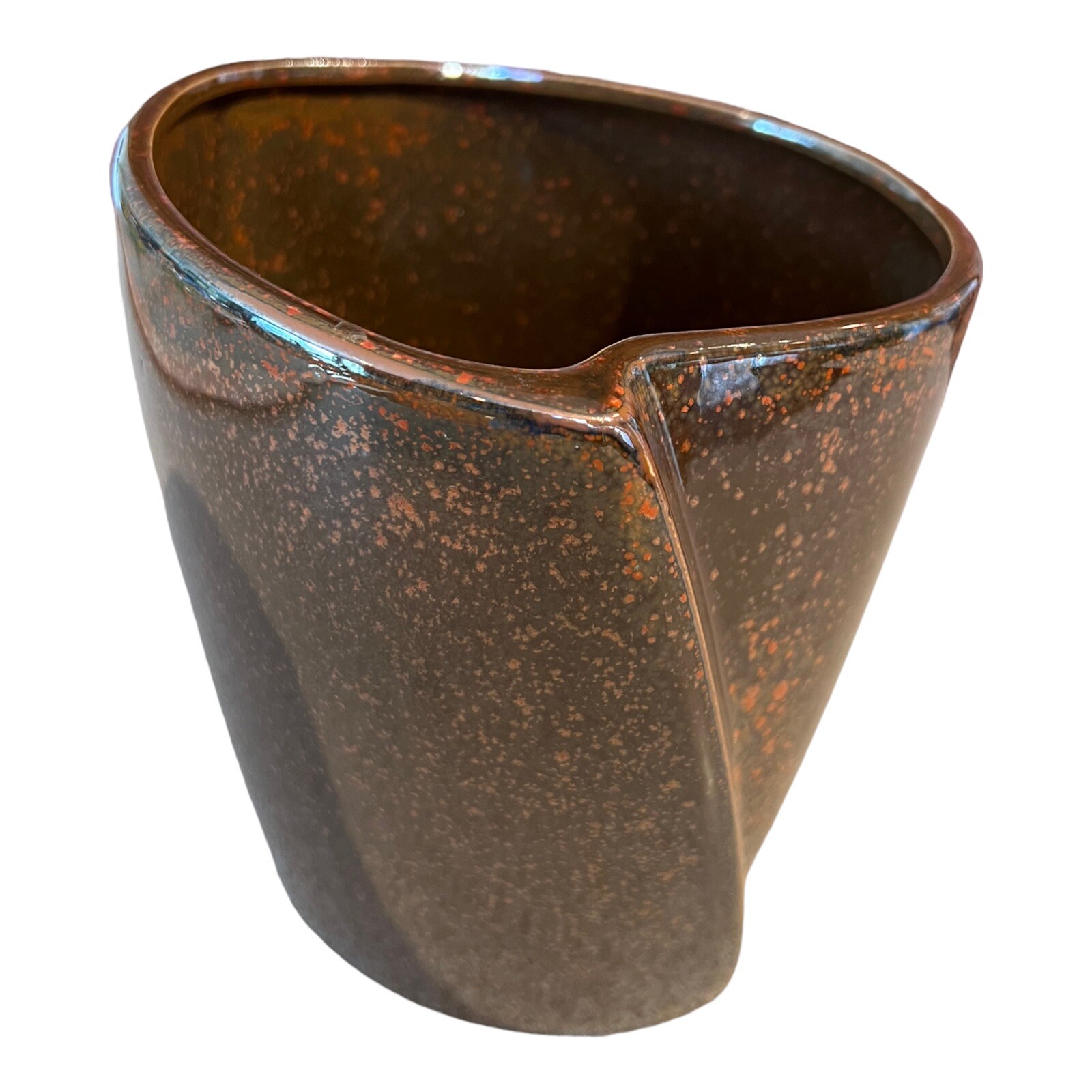 Evans Design Group ceramic pottery vase potBrown copper colored speckled finish