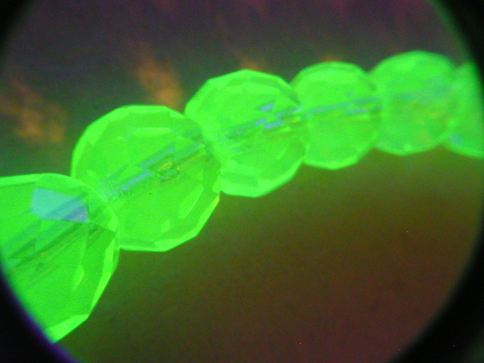 Yellow Vaseline Round Facet Glass 14 kt. gold filled Necklace Signed MH
