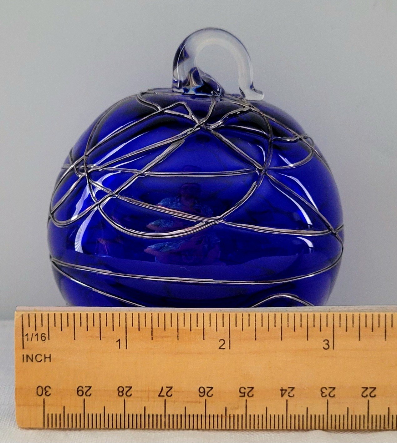 PartyLite Calypso Cobalt Blue Blown Glass Sphere Ball Ornament Vintage Romania