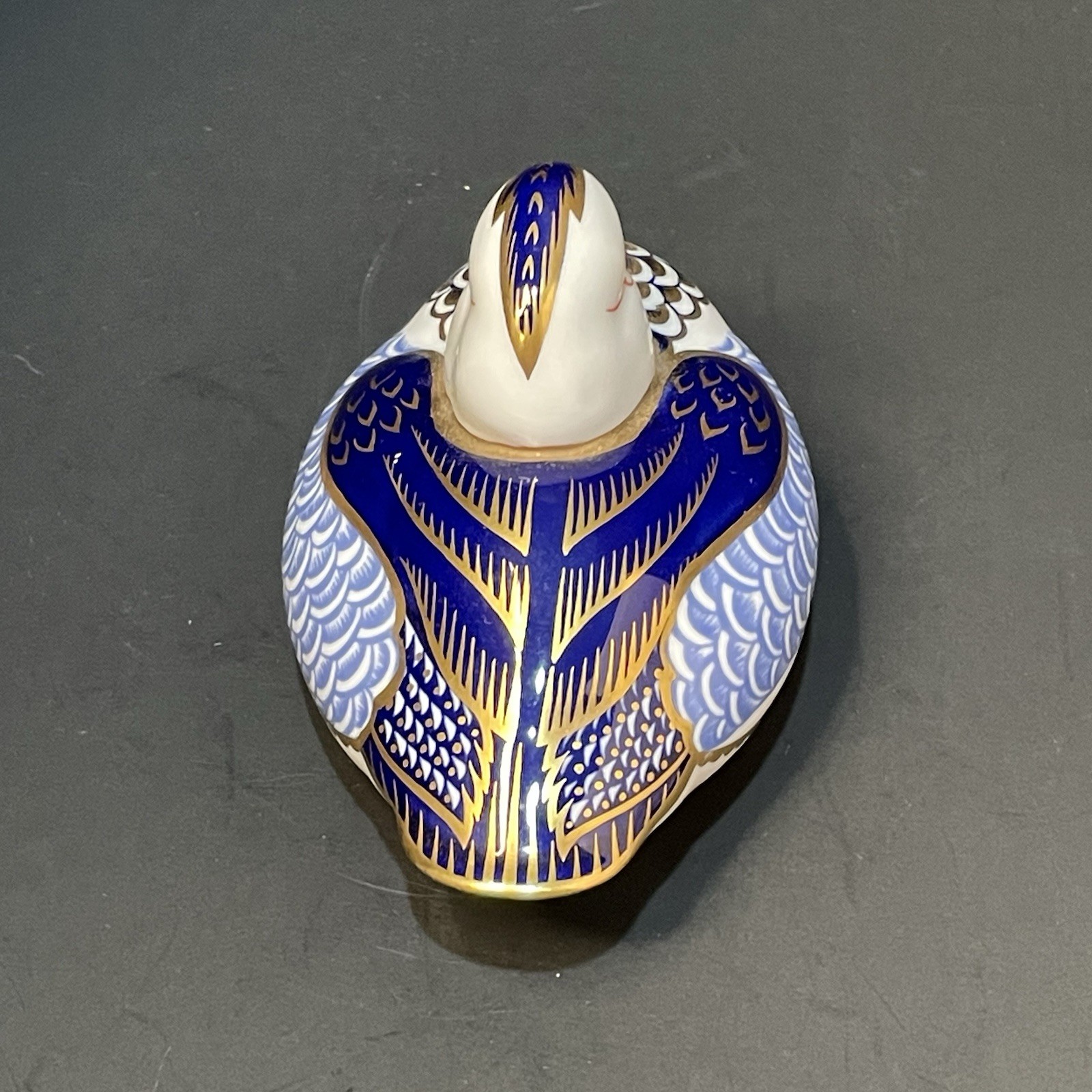 Royal Crown Derby Duck Paperweight Gold White Blue EXQUISITE