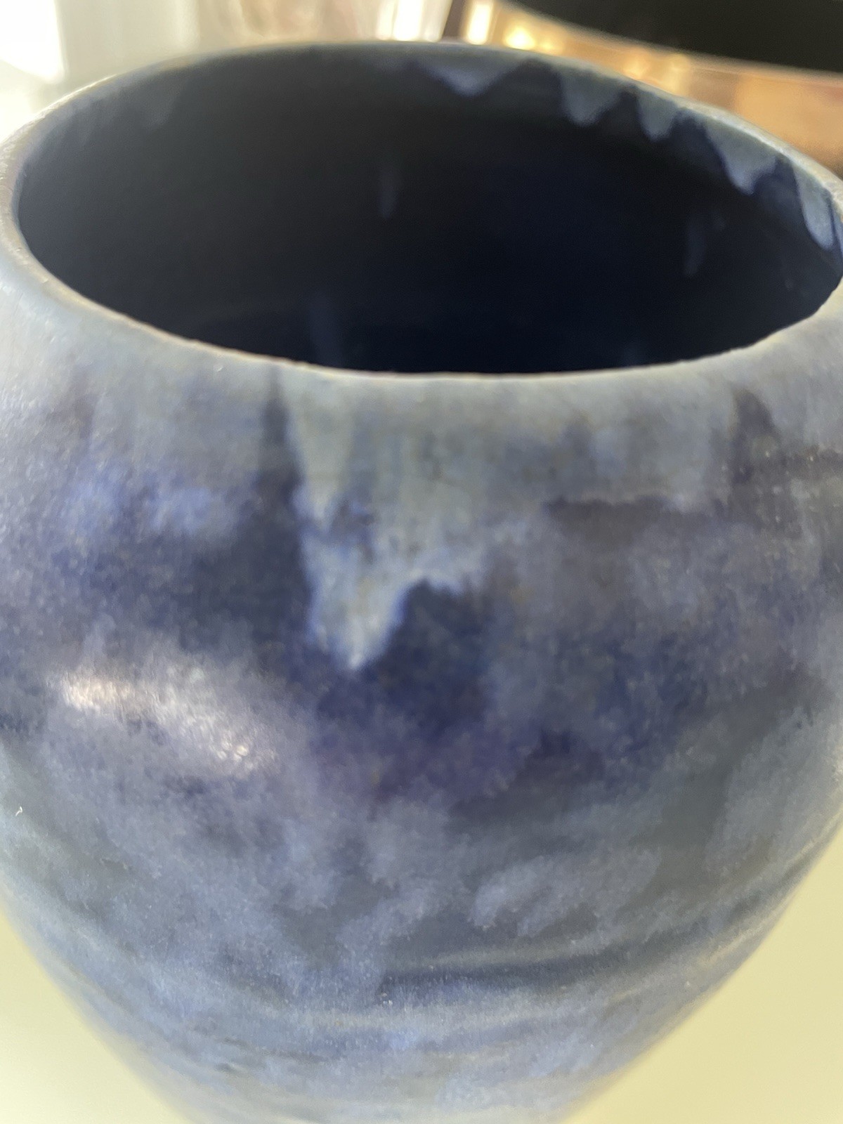 Antique Arts & Crafts Brush McCoy Art Vellum Matte Blue Pottery Vase