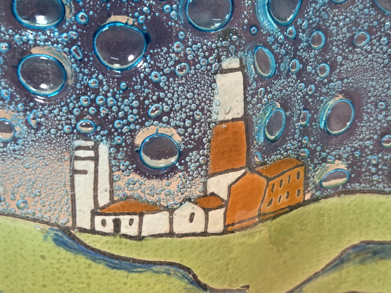 Pampeana Fused Art Glass Montauk Point NY Historic Lighthouse curved glass