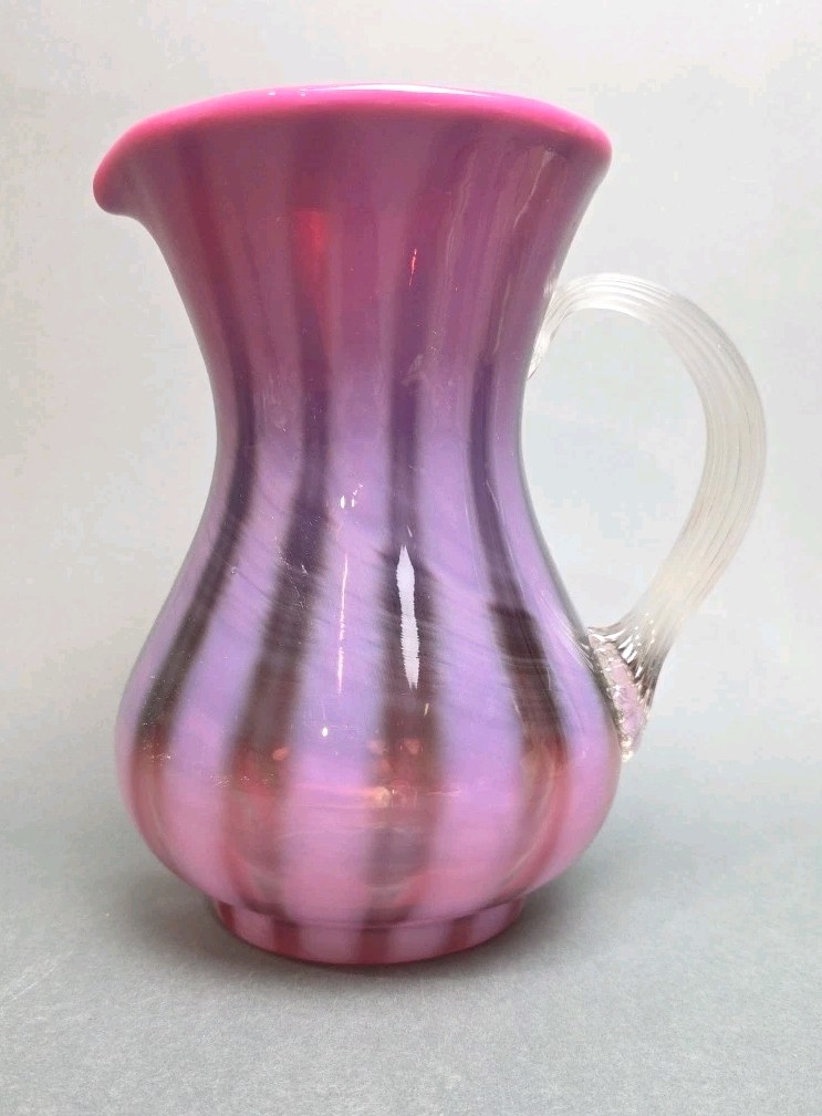 Gibson Art Glass 2001 Swirl Art Glass Pitcher Signed