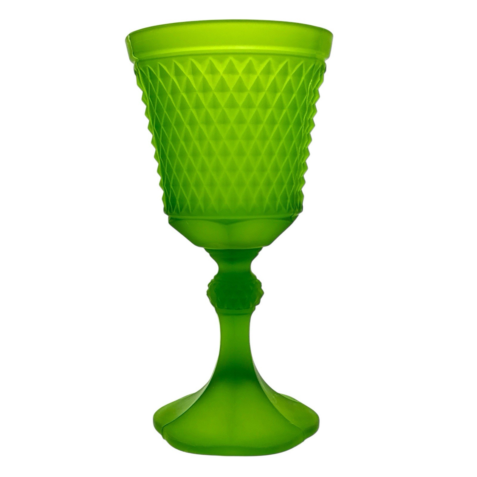Westmoreland Green Satin Diamond Point Chalice Vase 11” Vintage Glass