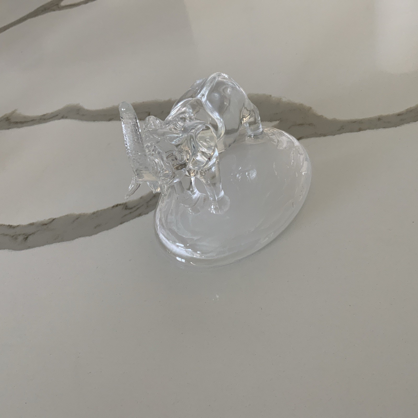 Glass Crystal Elephant Figurine Statue Sculpture Pachyderm Trunk Up Art Decor