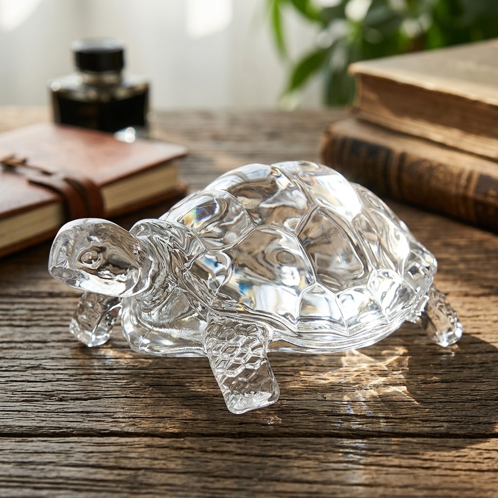 Transparent Crystal Glass Turtle Figurine Home Decor Collectible Table Ornament