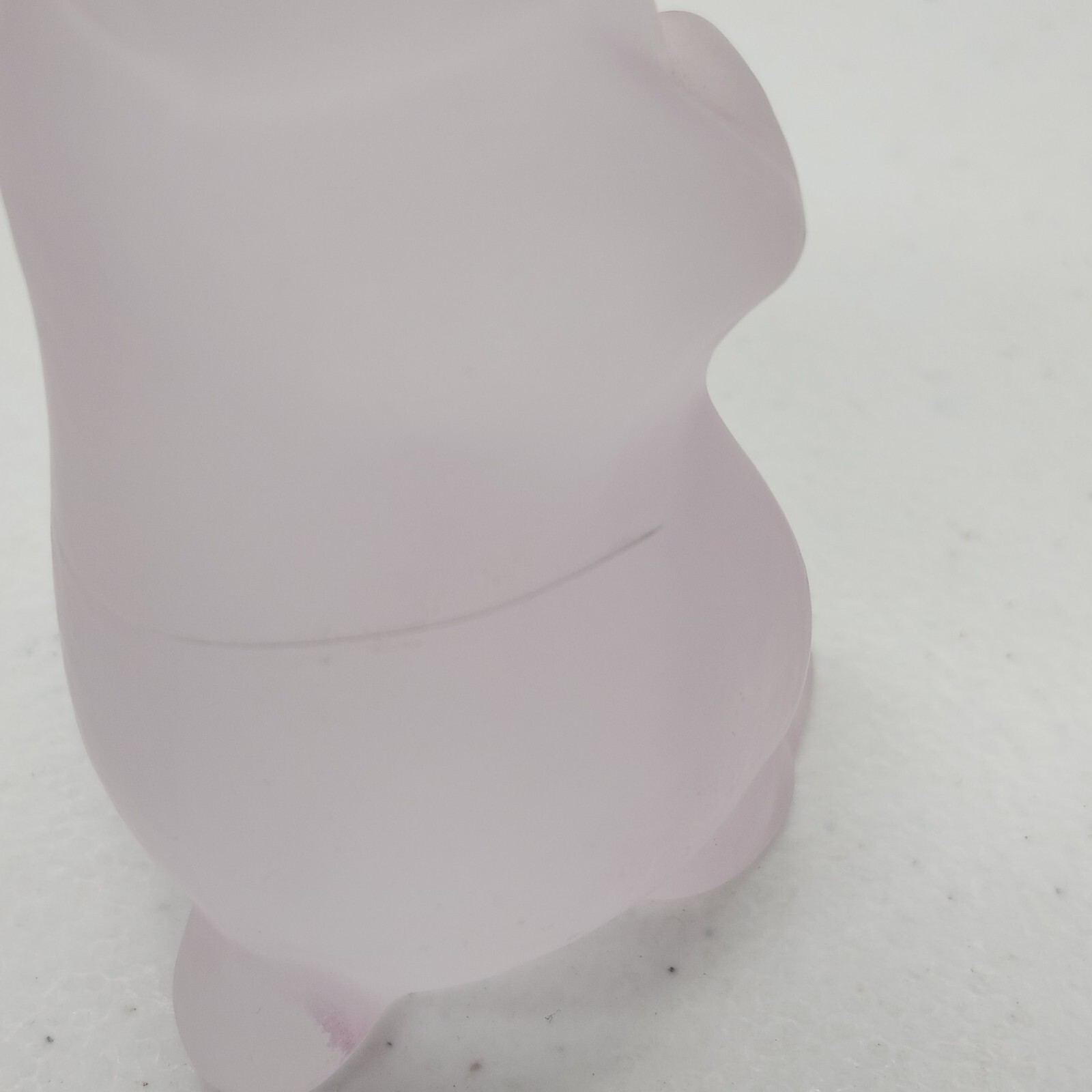 Vintage Pink Frosted Glass Bunny Figurine | Satin Glass Easter Rabbit 5″ Decor