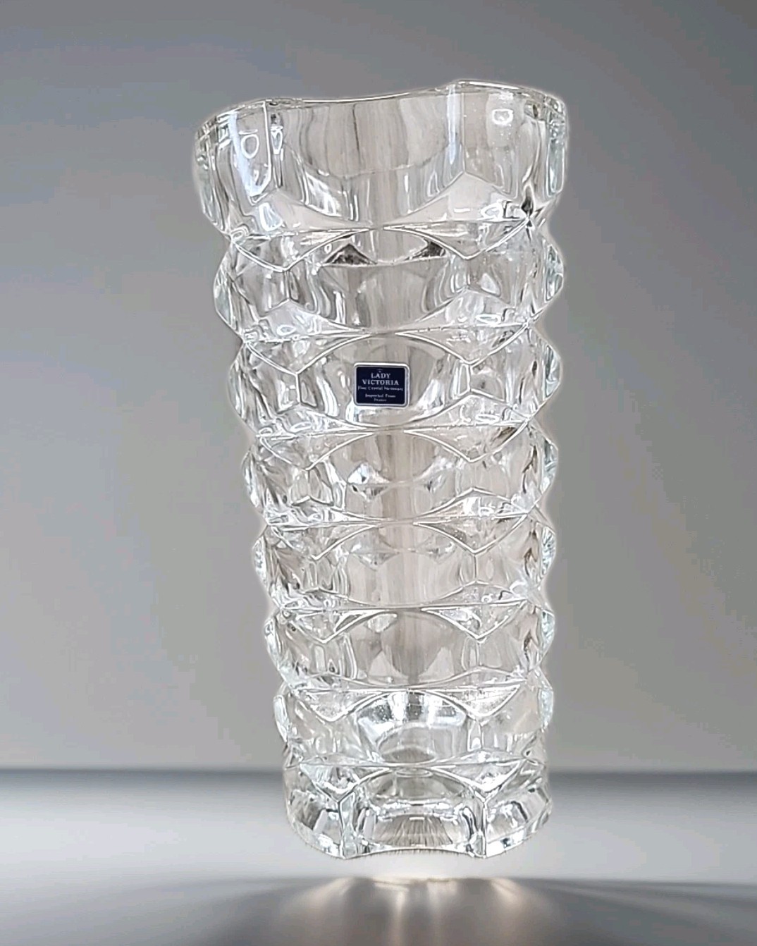 Lady Victoria Vase Fine Crystal Clear Glass France Heavy 10″ – Very Nice!