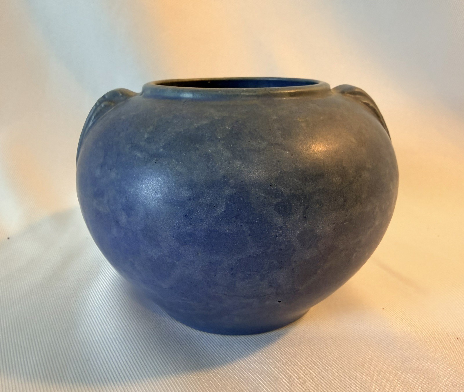 Brush McCoy Art New Vellum 1930s Art Deco Matte Blue 4.75” Tall Vase 524 Pottery