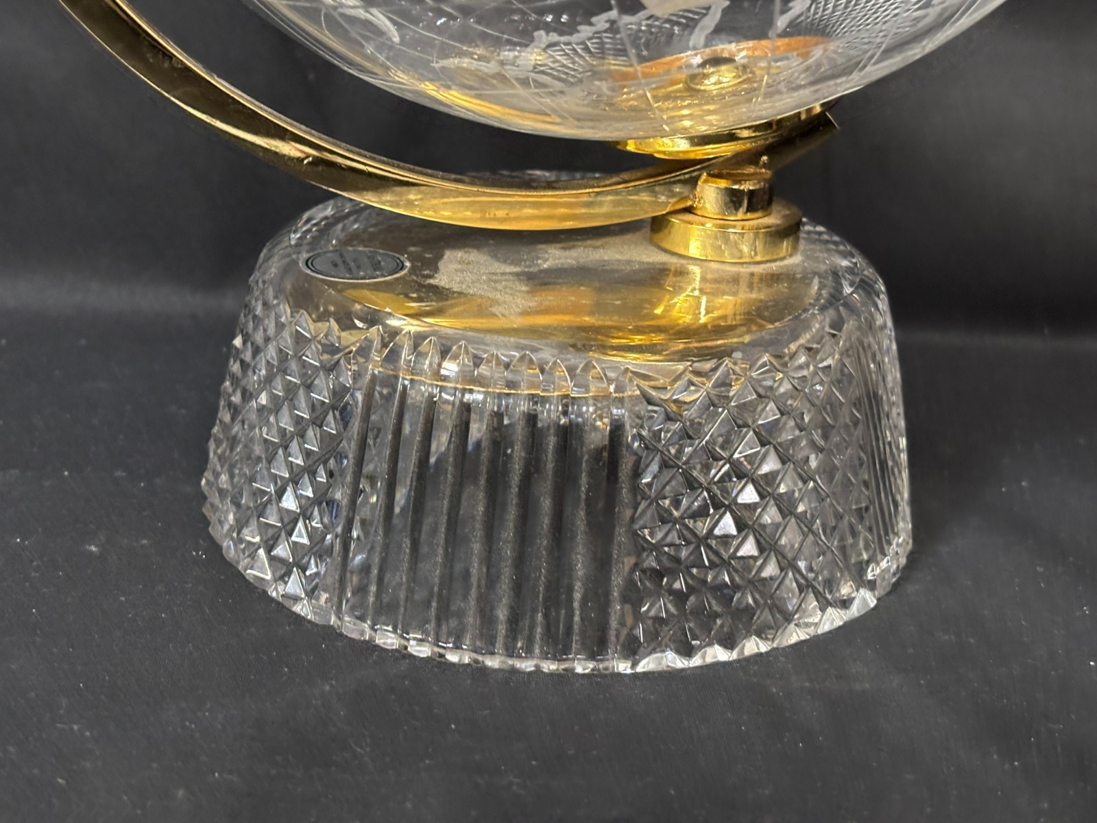 Vintage Astral Crystal & Brass World Globe ~ Hand Made Korea